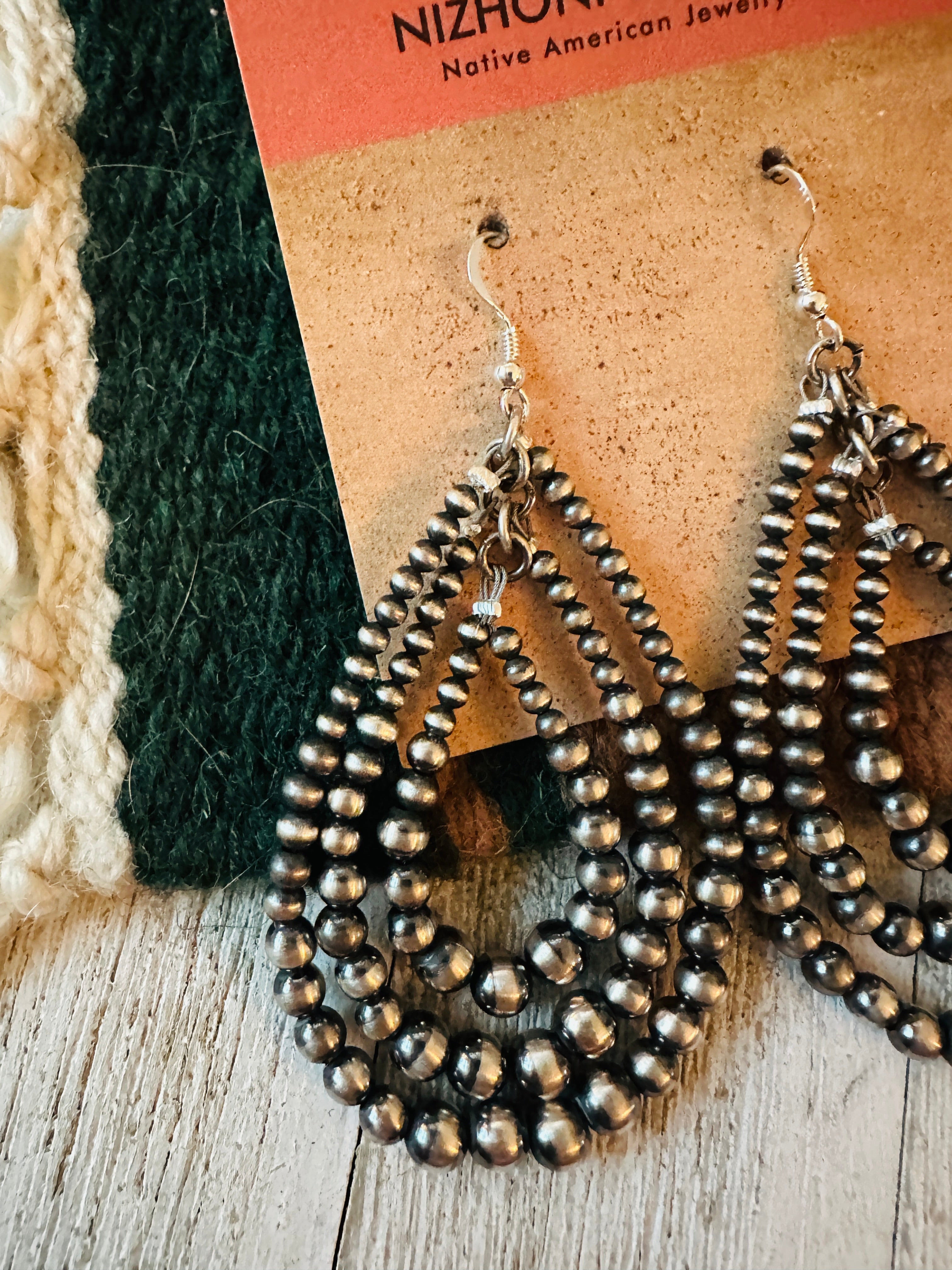 Handcrafted Sterling Silver Pearl Dangle 3 Hoop Earrings