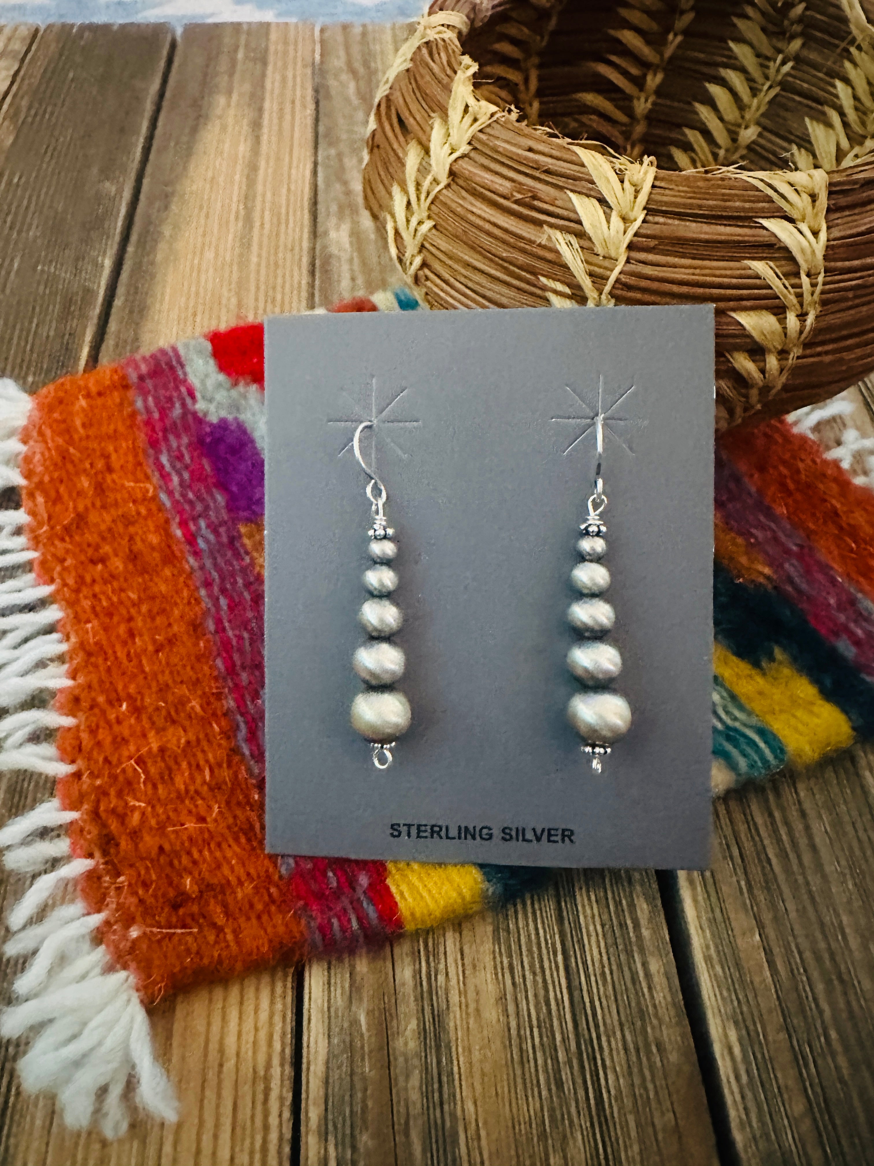Handcrafted Sterling Silver Pearl Beaded Dangle Earrings