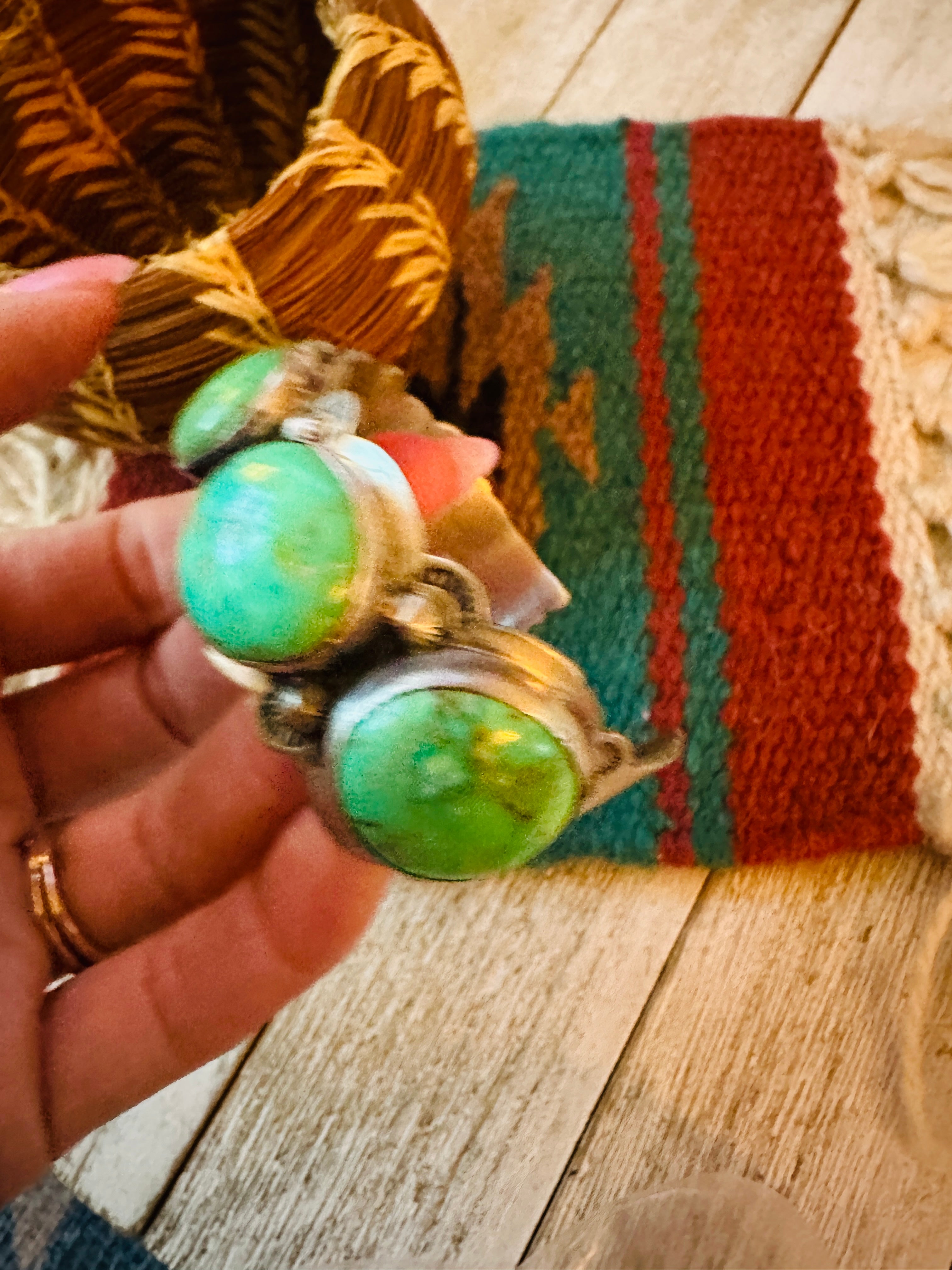 Handcrafted Green Kingman Turquoise & Sterling Silver Cuff Bracelet