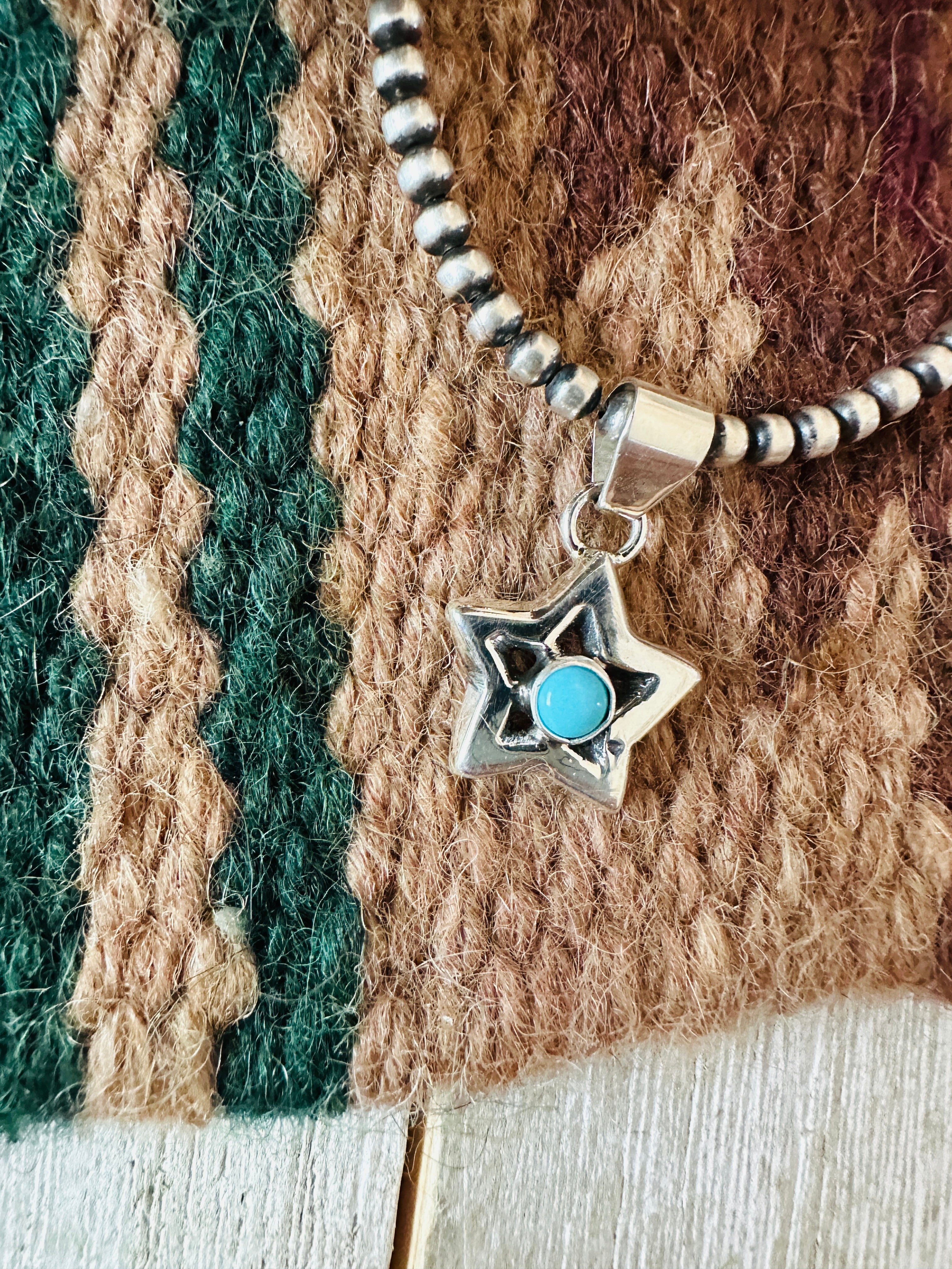 Handcrafted Turquoise & Sterling Silver Mini Star Pendant