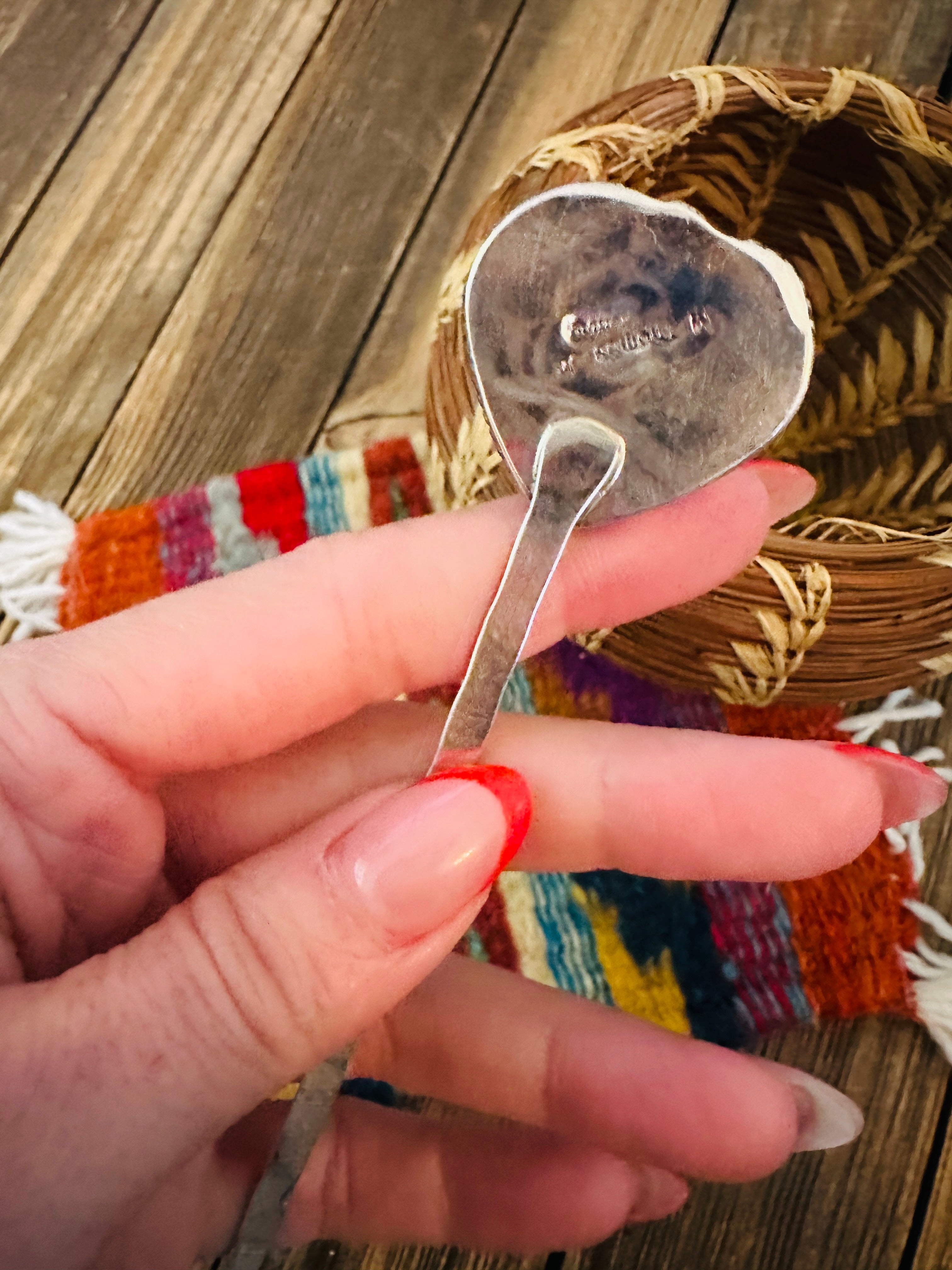 Handcrafted Turquoise & Sterling Silver Heart Hair Pin