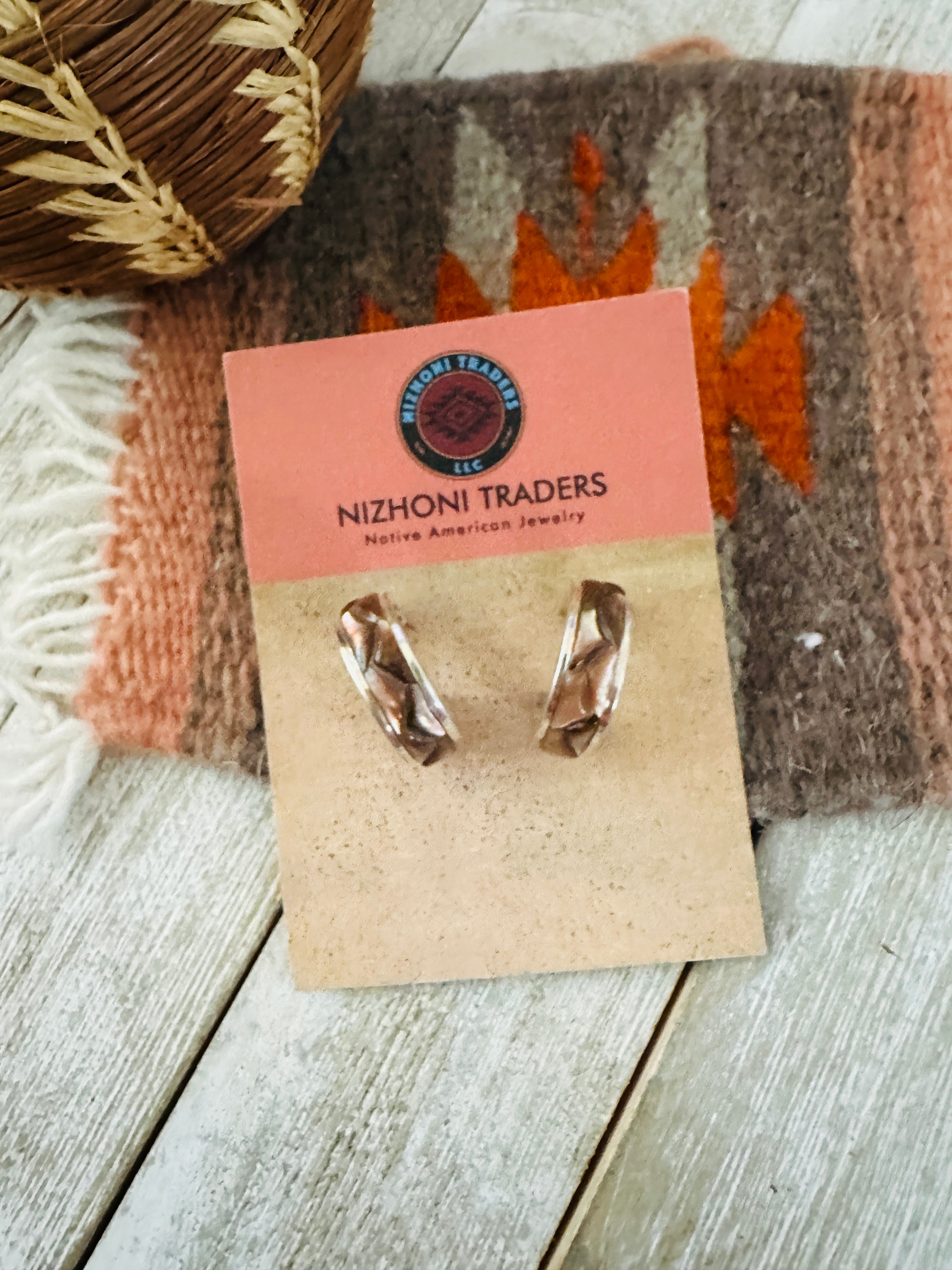 Handcrafted Mother of Pearl & Sterling Silver Hoop Earrings