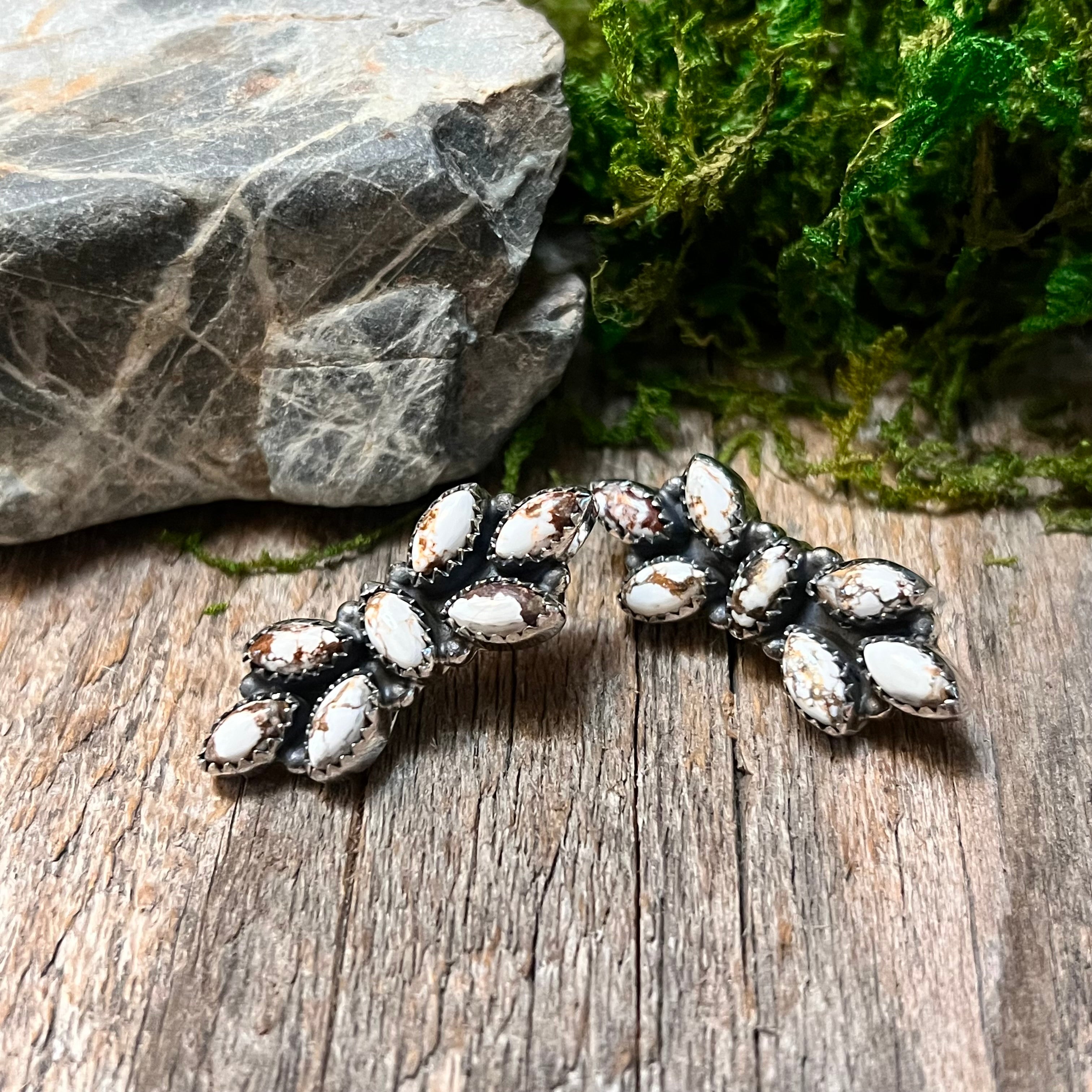 Handmade Wild Horse Gemstones & Sterling Silver Stud Earrings