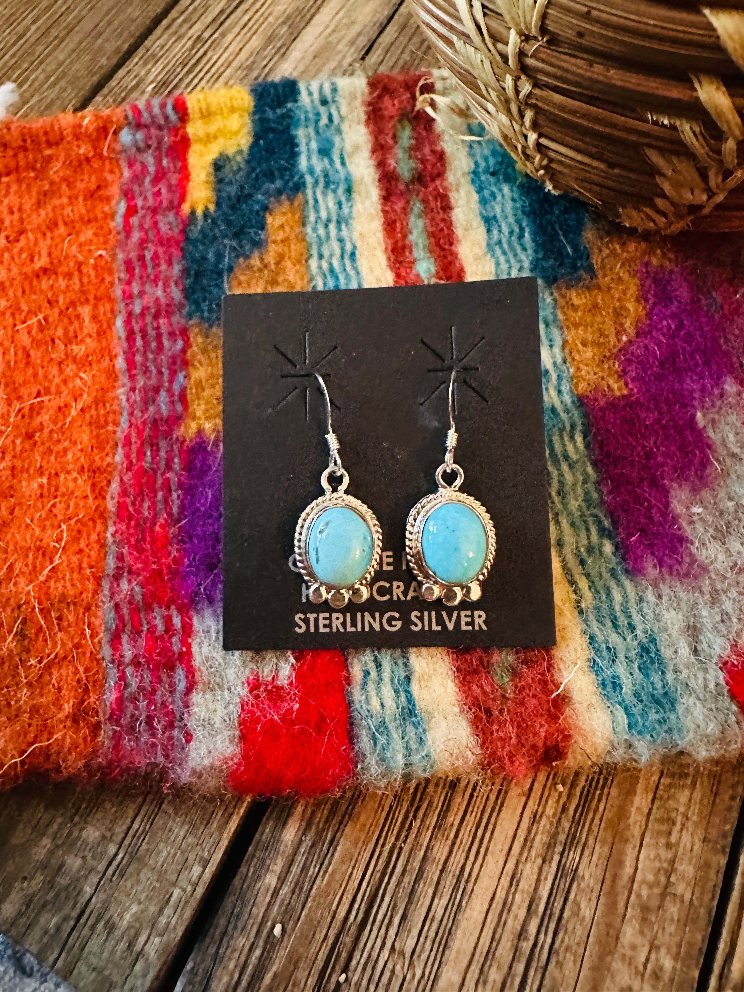 Handcrafted Turquoise & Sterling Silver Dangle Earrings