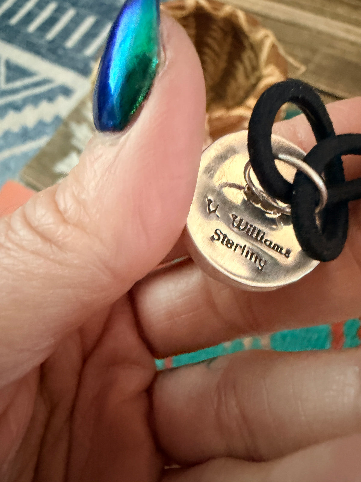Handcrafted Turquoise & Sterling Silver Hair Tie Charm
