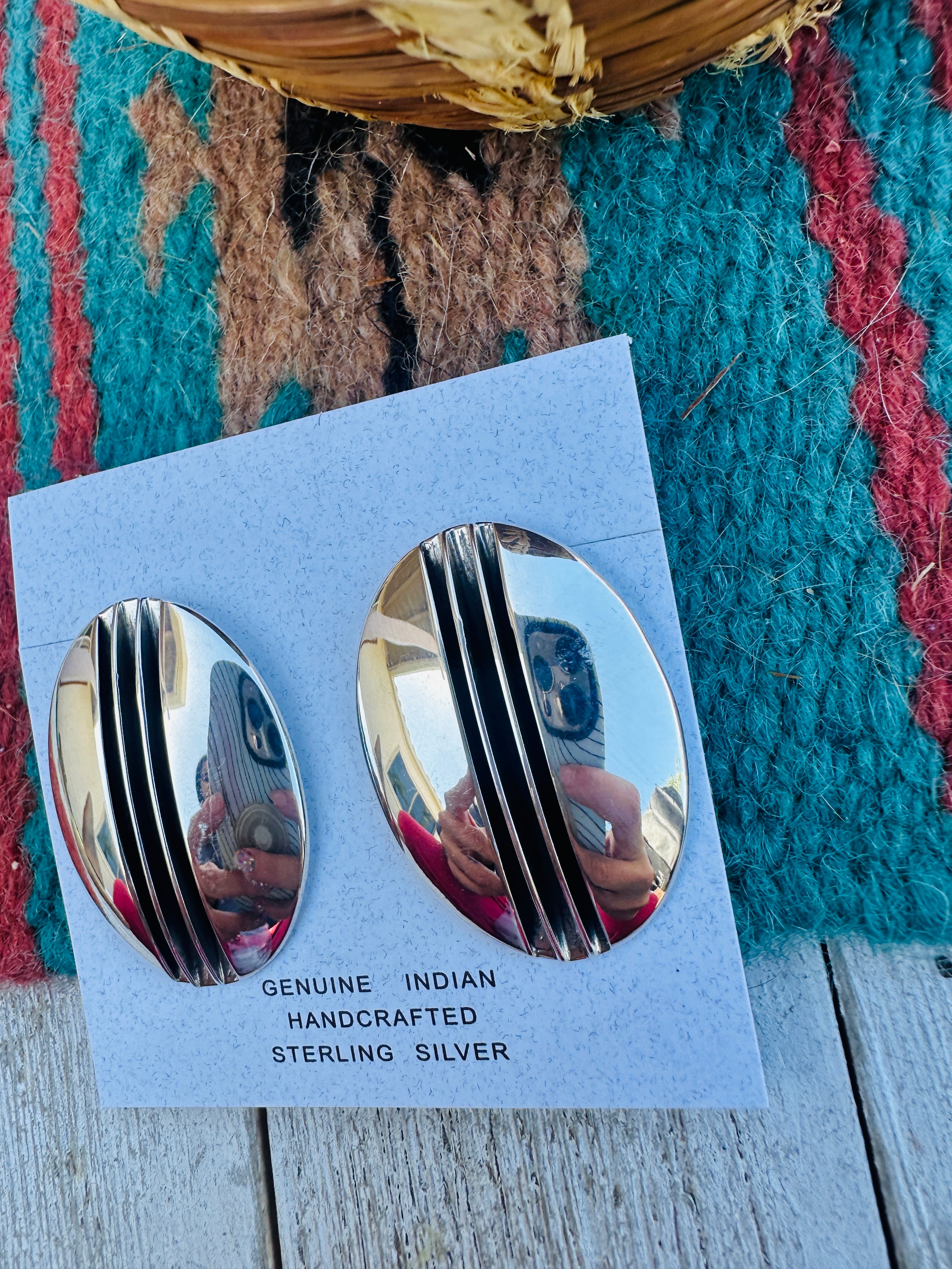 Handcrafted Hand Stamped Sterling Silver Post Earrings