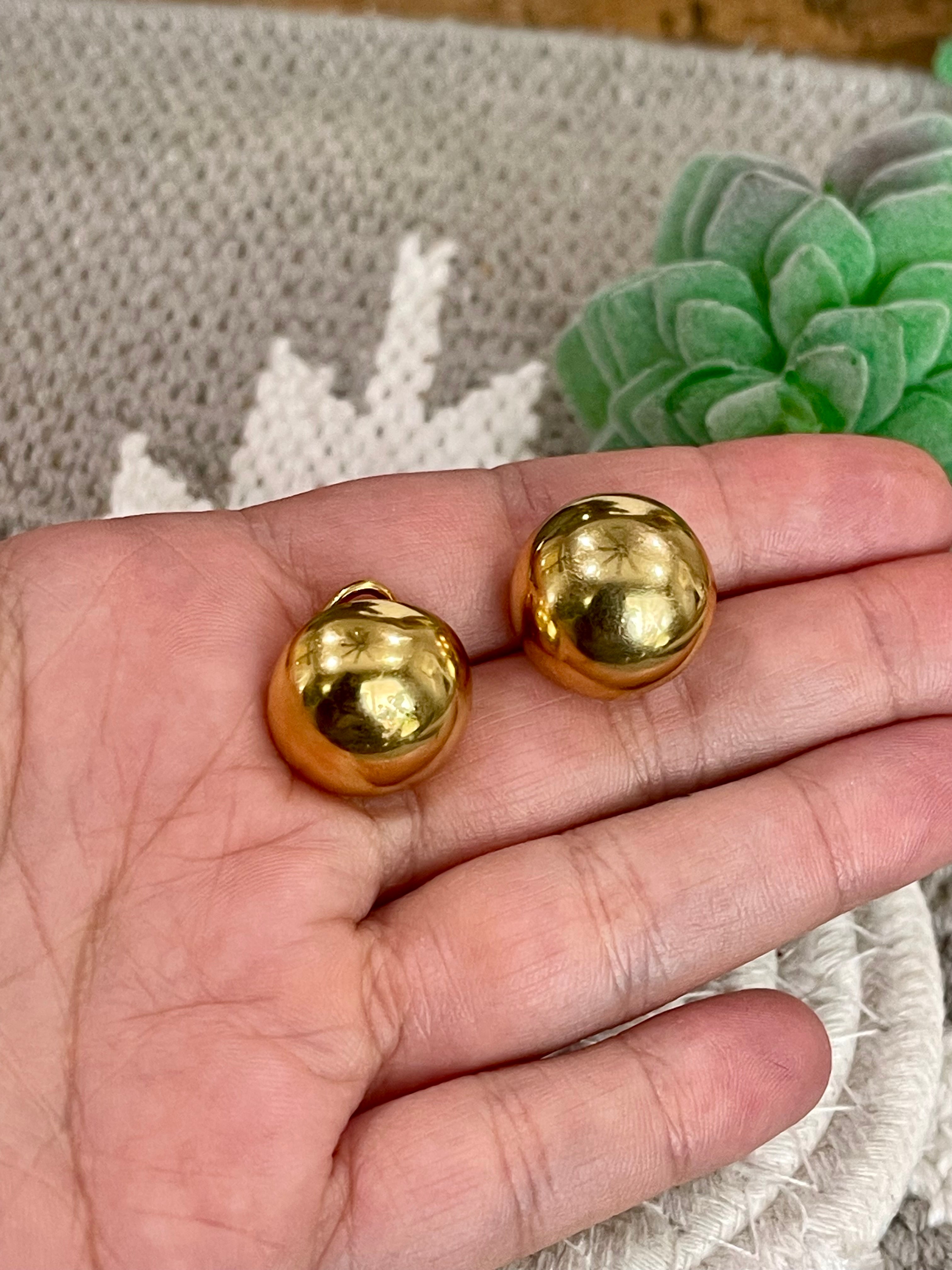 Vintage Gold Plated Round Stud Earrings