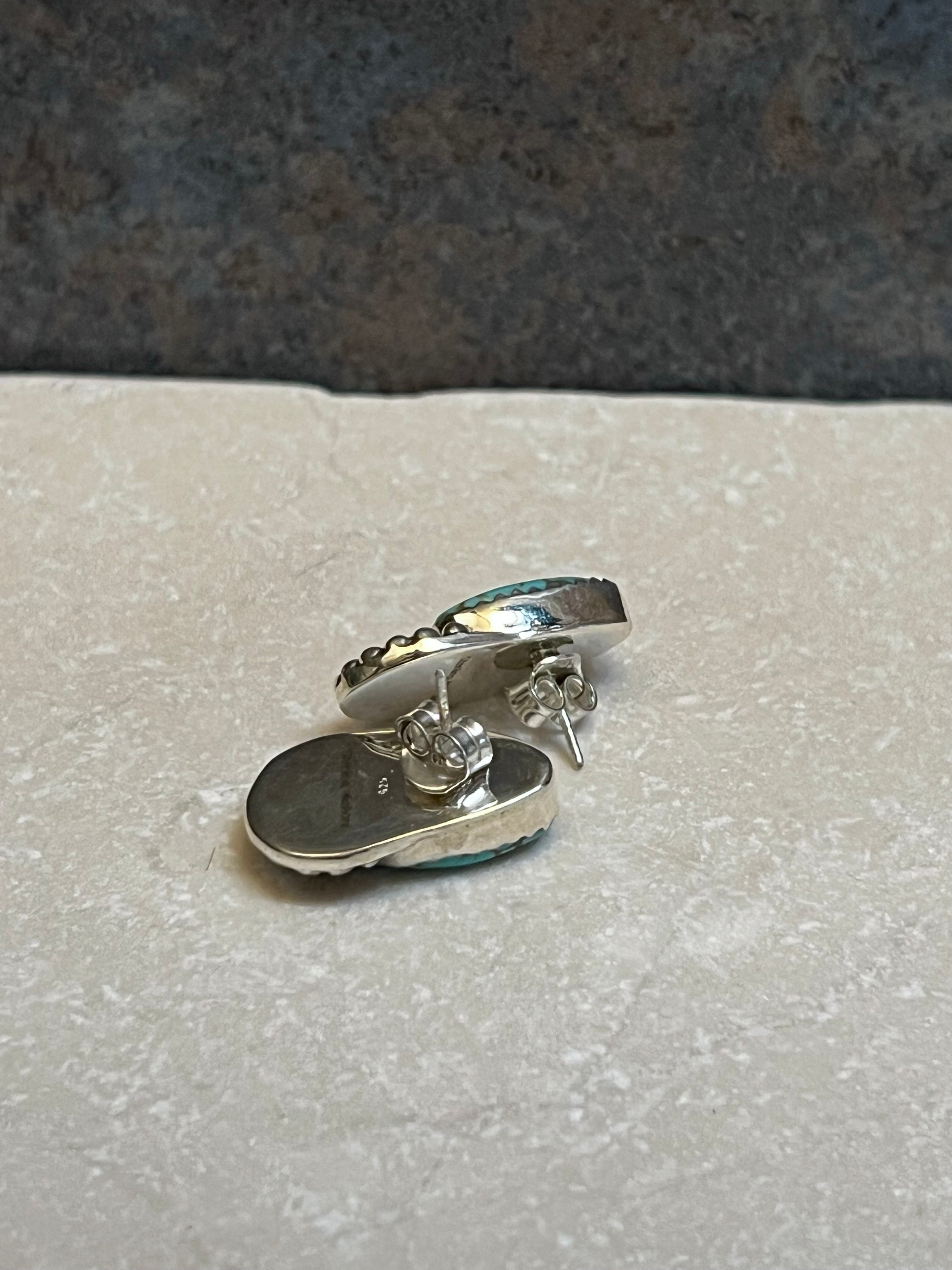 Handmade Sterling Silver & Turquoise Number 8 Stud Earrings