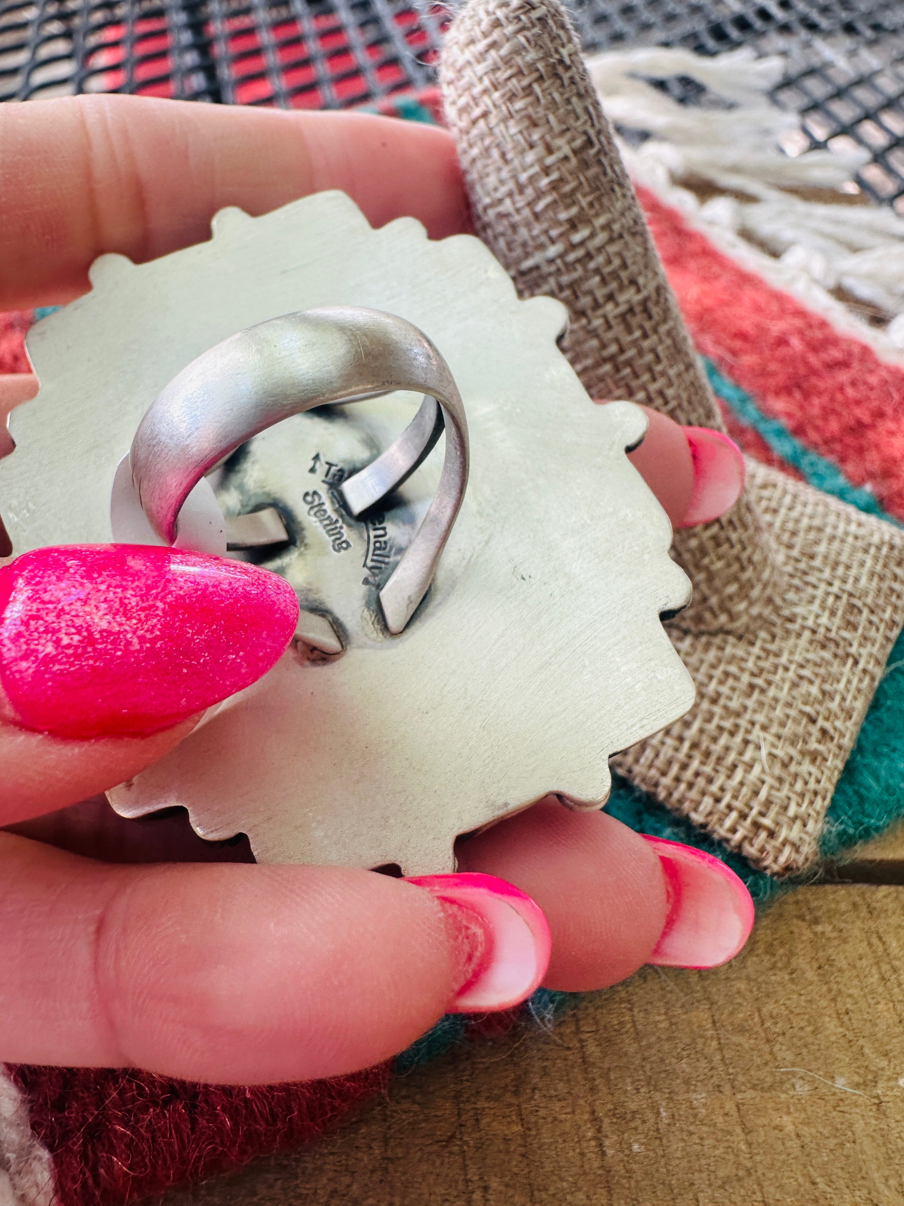 Handcrafted Sterling Silver and White Buffalo Cluster Ring Size 8