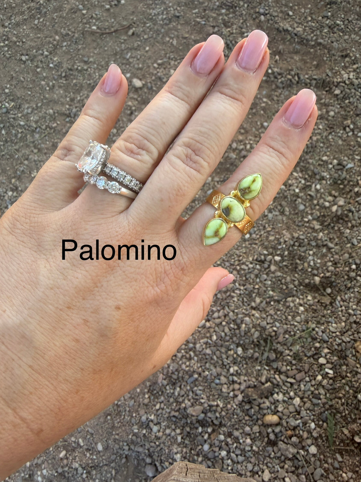 “The Golden Collection” Genuine Multi Stone Adjustable 3 Stone Ring