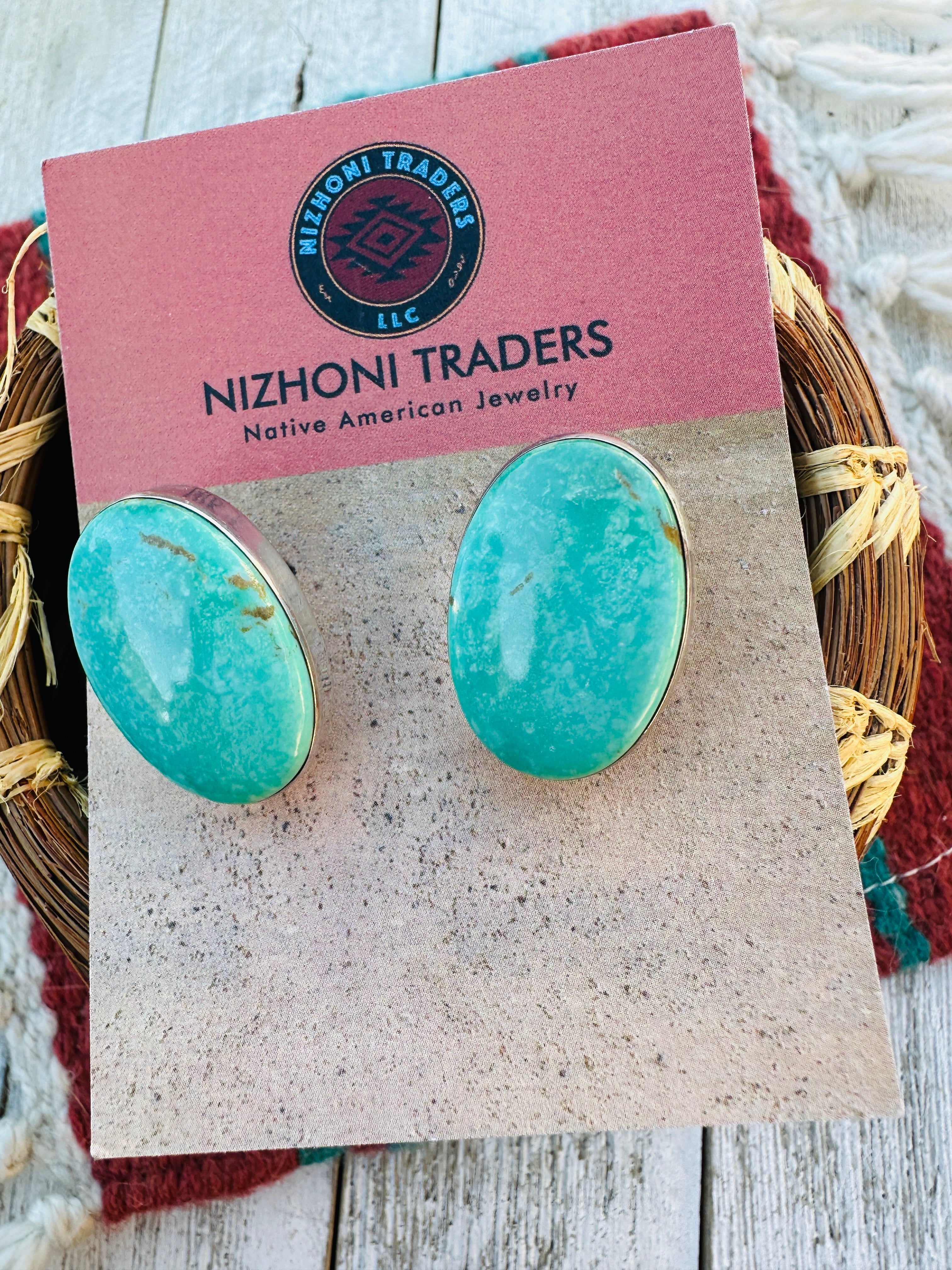 Handcrafted Kingman Turquoise & Sterling Silver Clip On Earrings