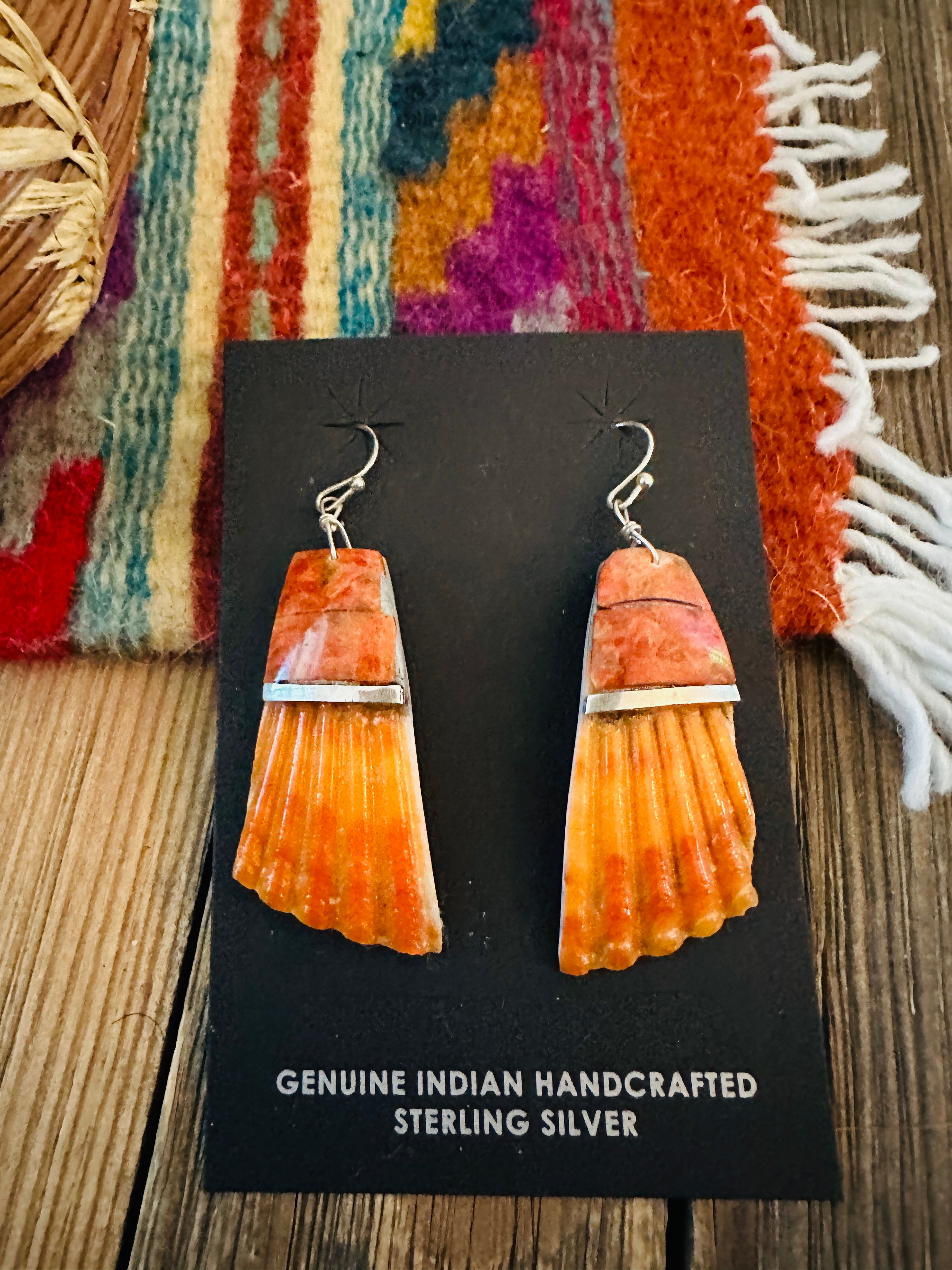 Handcrafted Spiny Oyster Shell Dangle Earrings