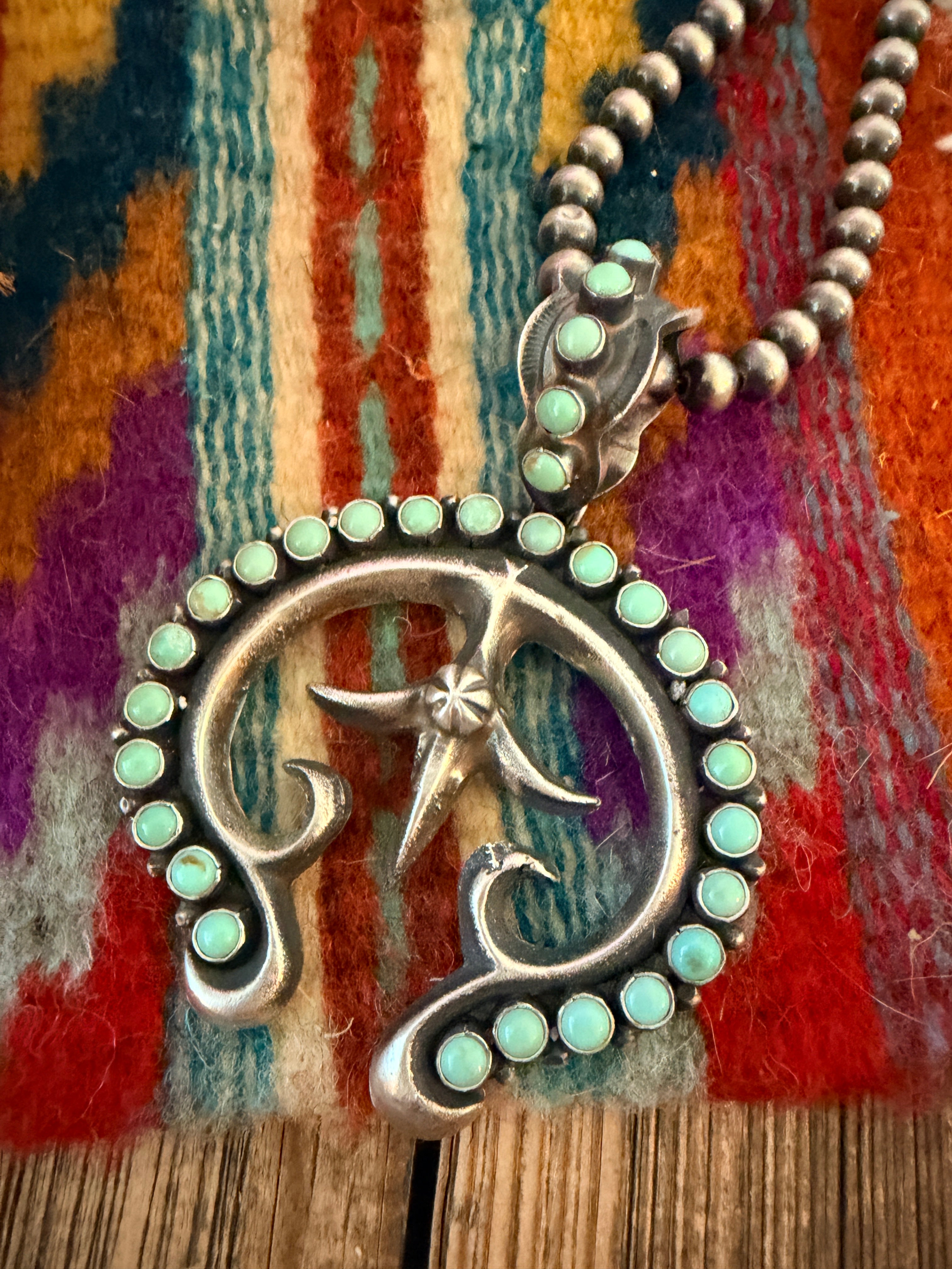 Handcrafted Sterling Silver & Turquoise Naja Pendant by Shawn Cayatineto