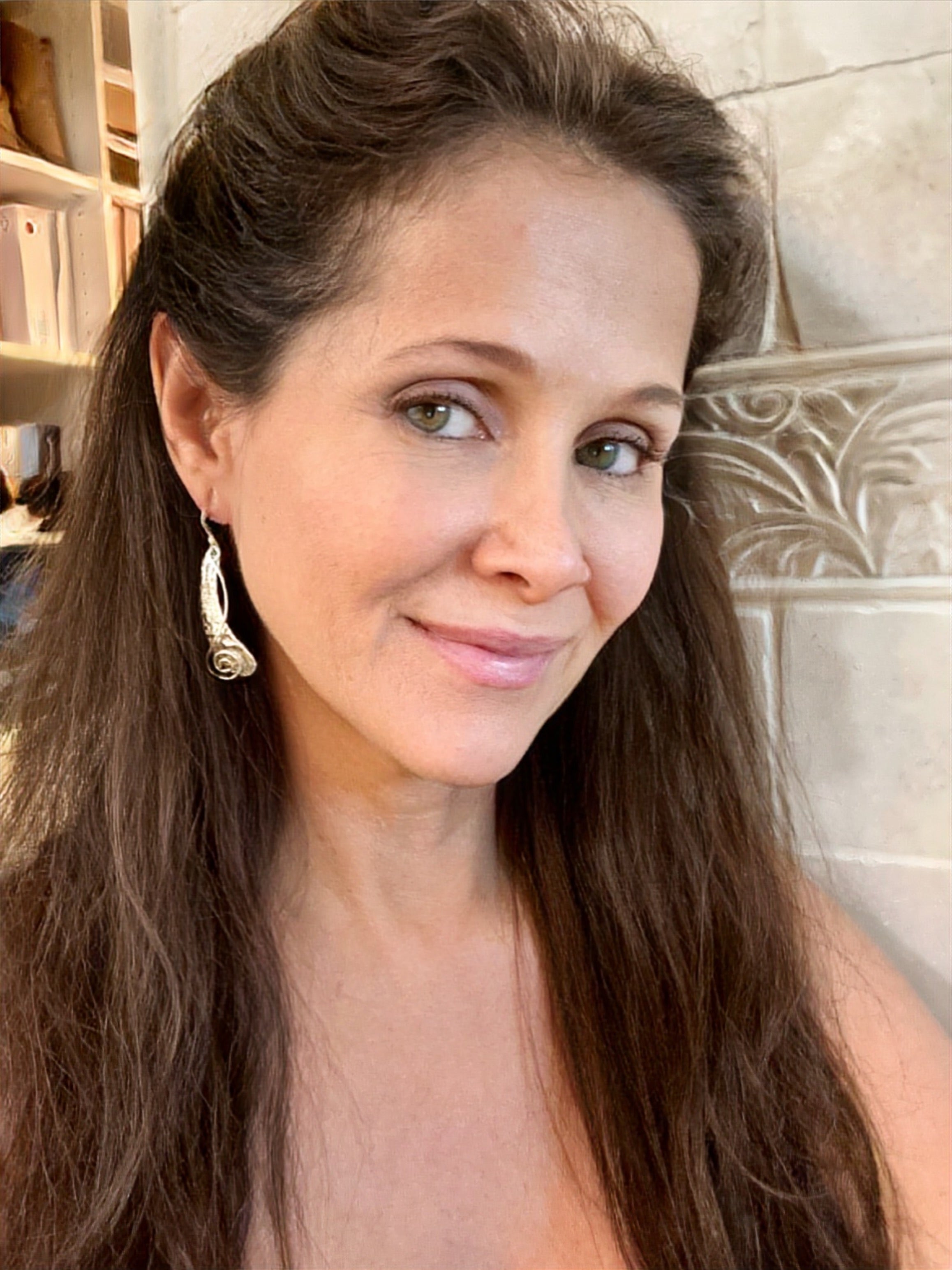 Hammered Swoop Earrings w/ Swirl