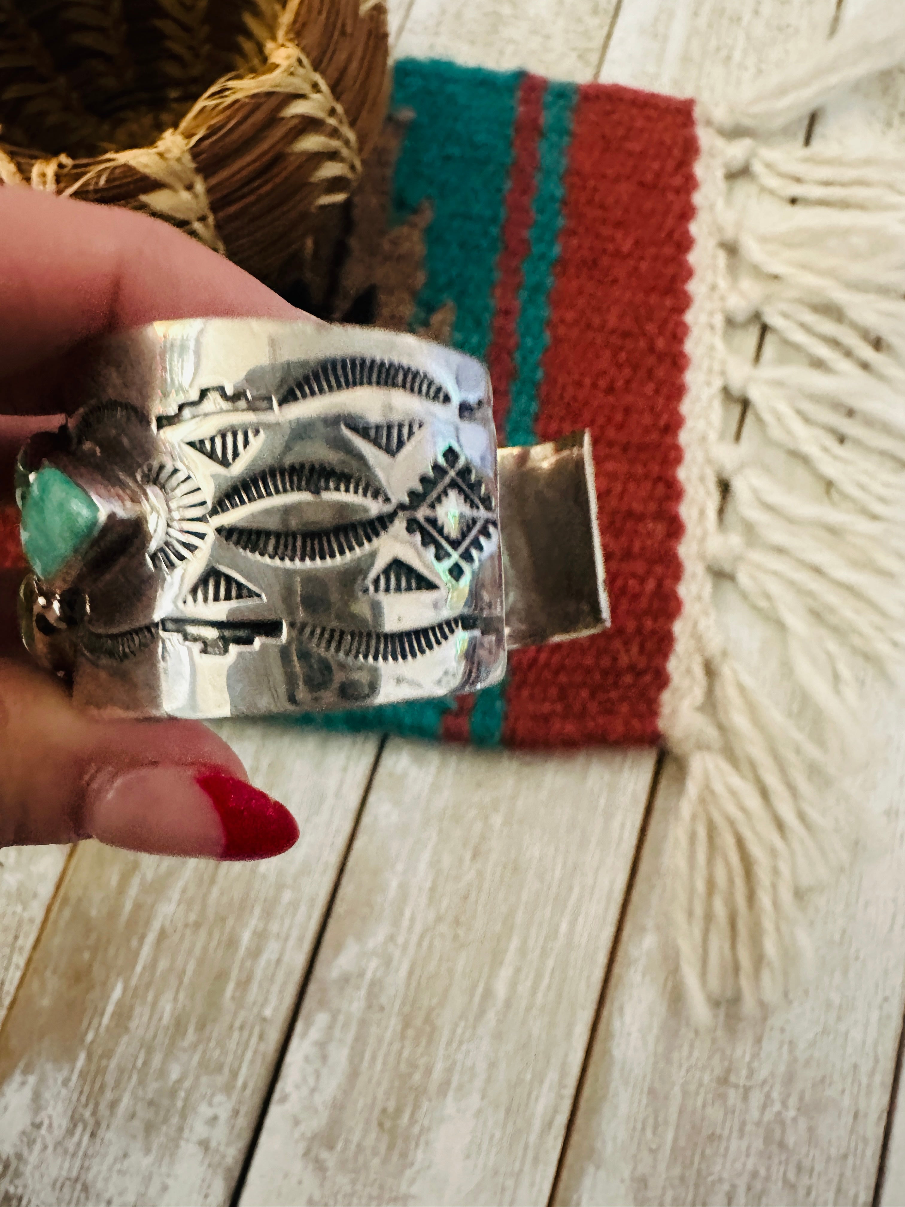 Handcrafted Sterling Silver & Turquoise Cluster Cuff Bracelet