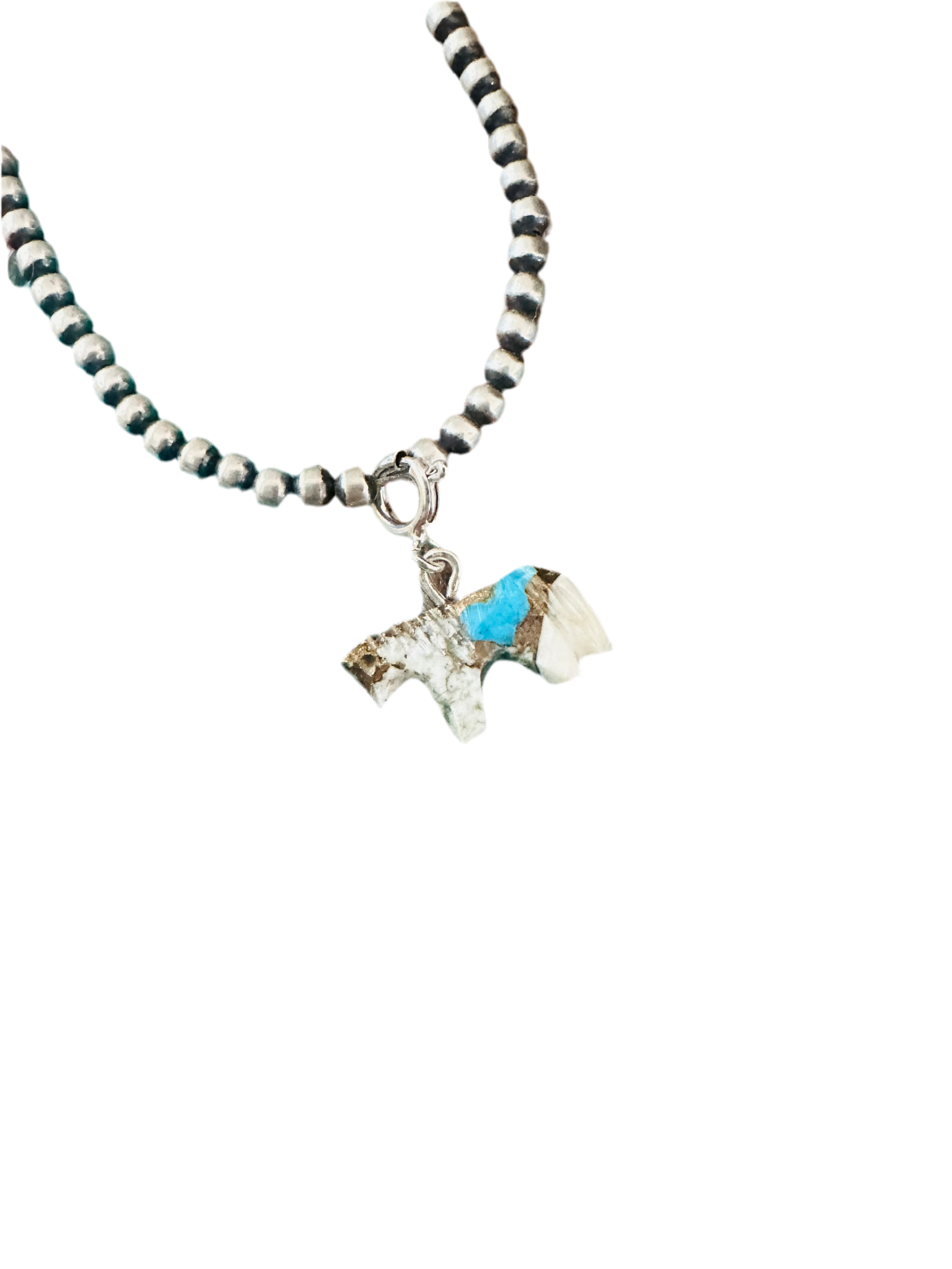 Handcrafted & Hand Carved Blue Mojave Horse Charm