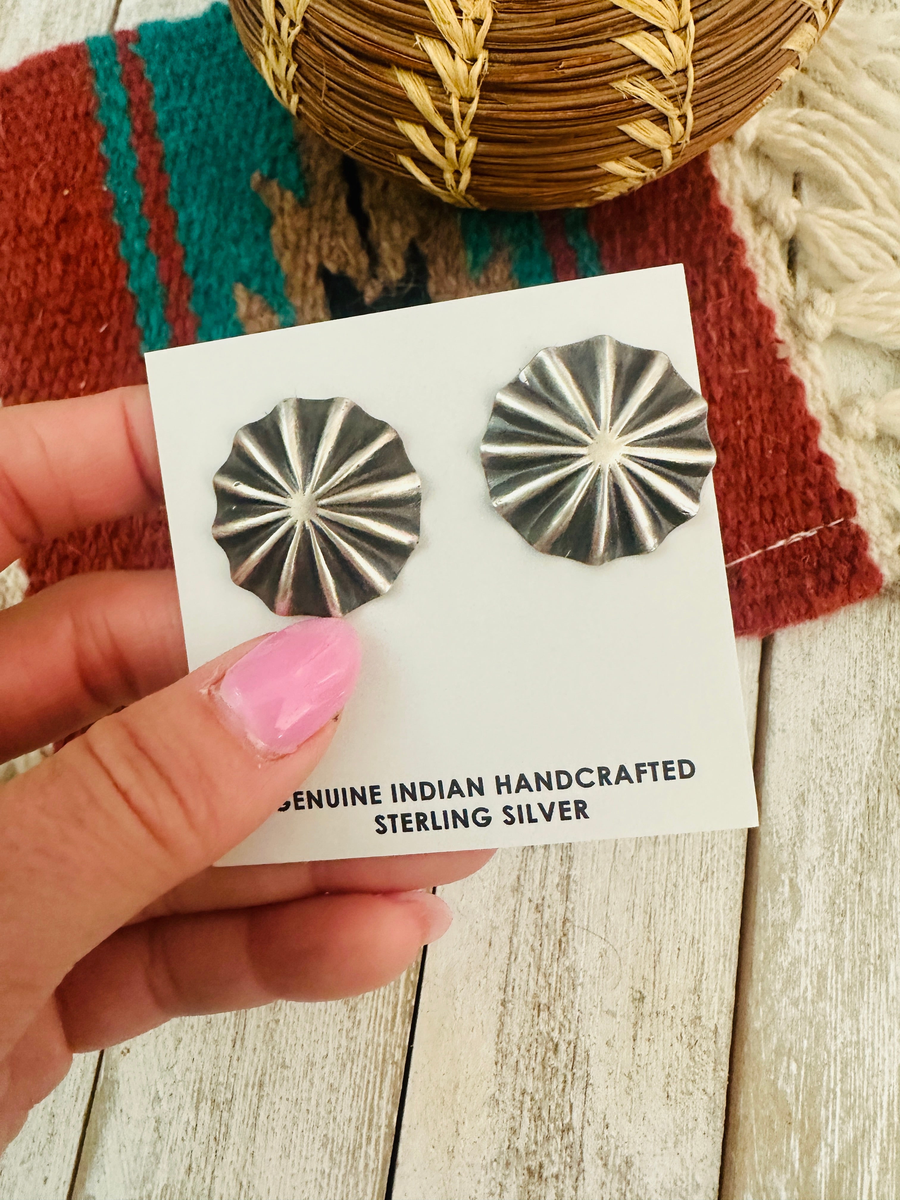 Handcrafted Sterling Silver Concho Post Earrings