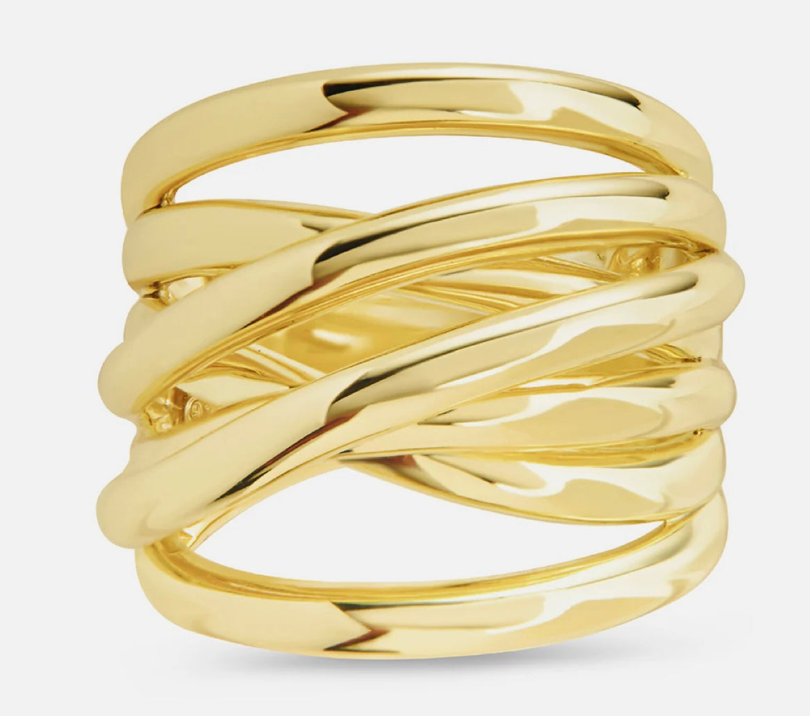 Sterling Silver Gold Rebecca Layered Stacking Ring