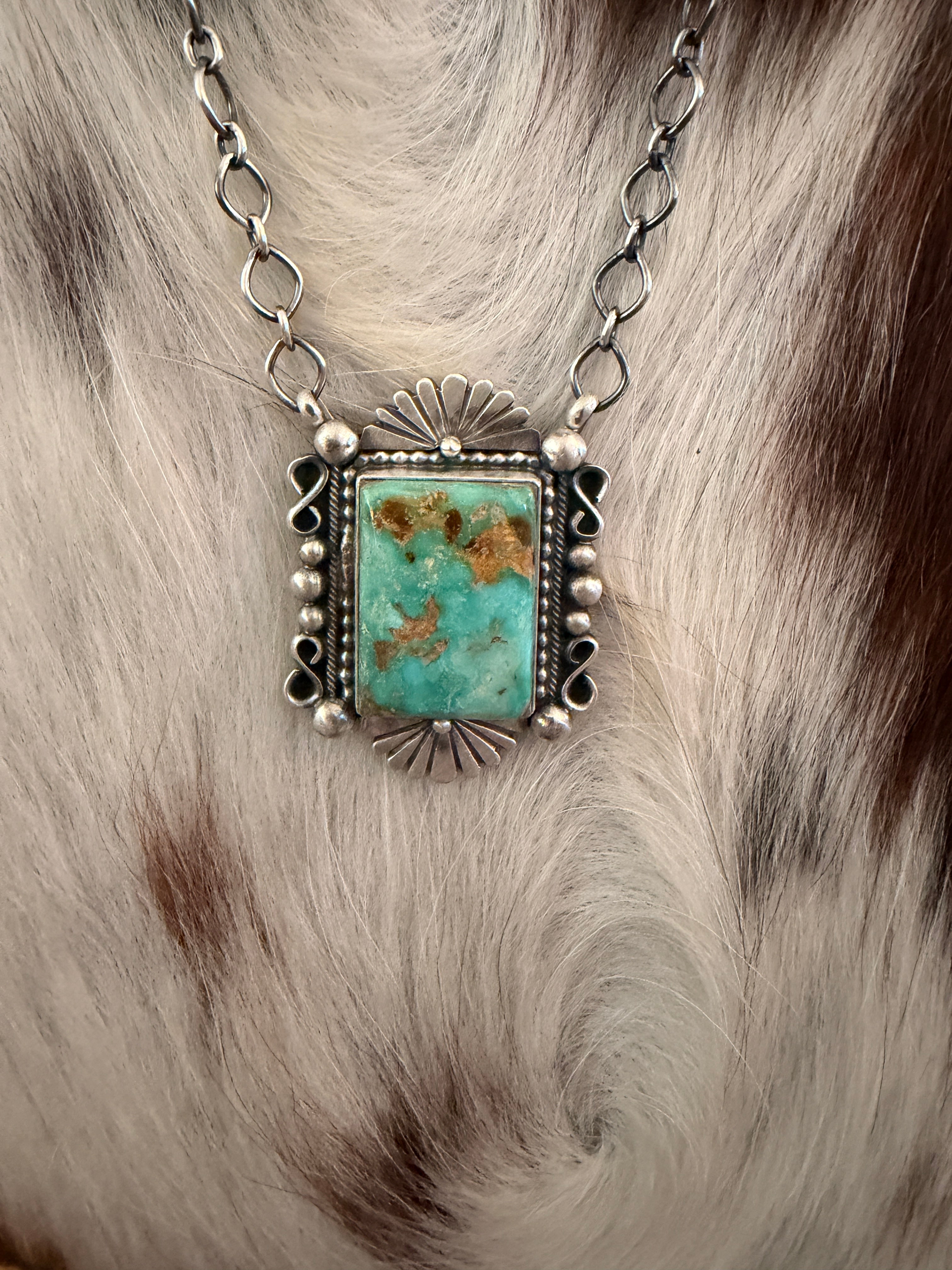 Handcrafted Royston Turquoise & Sterling Silver Necklace by Daniel Benally