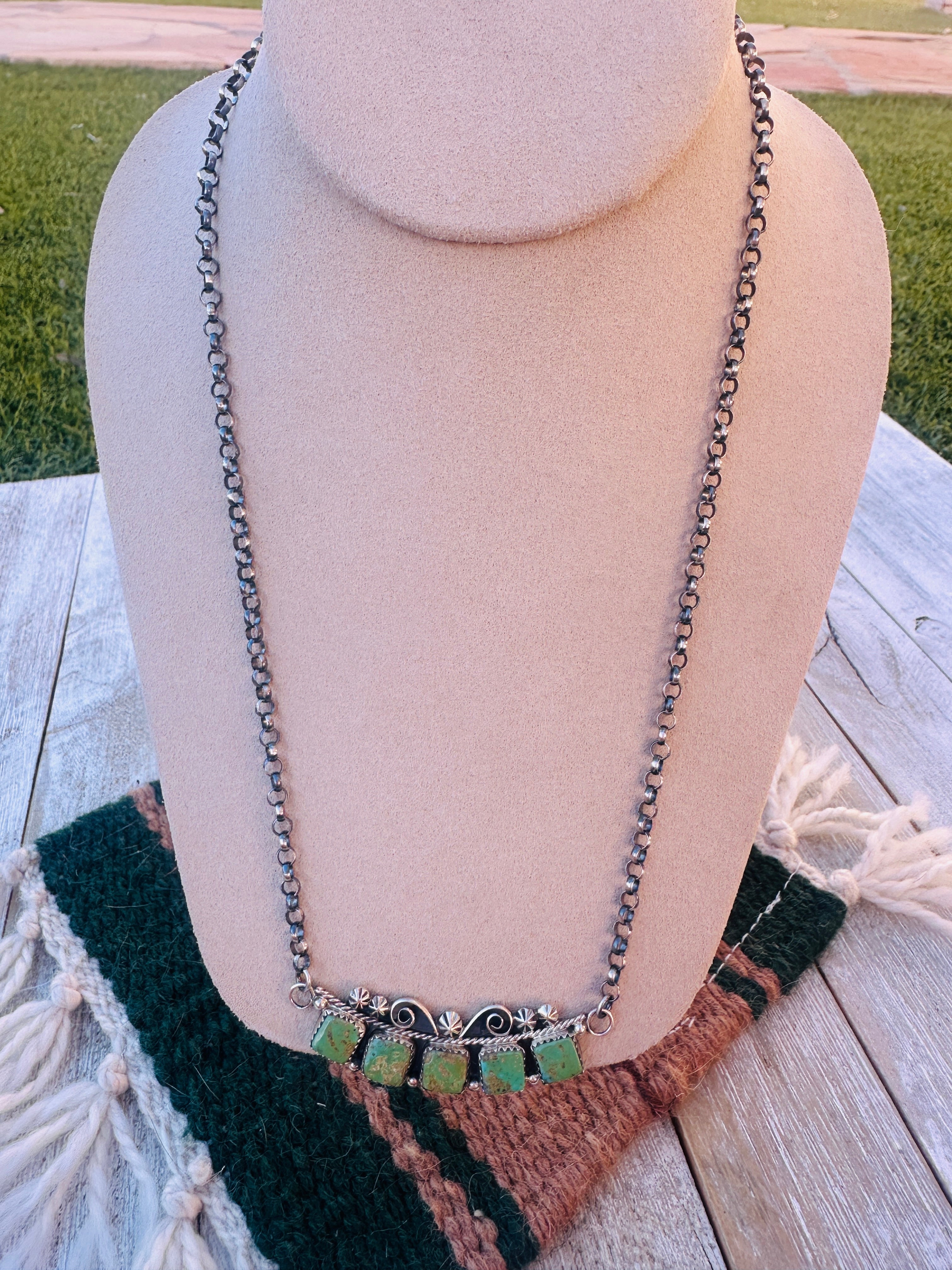 Handcrafted Turquoise & Sterling Silver Necklace by Jacqueline Silver