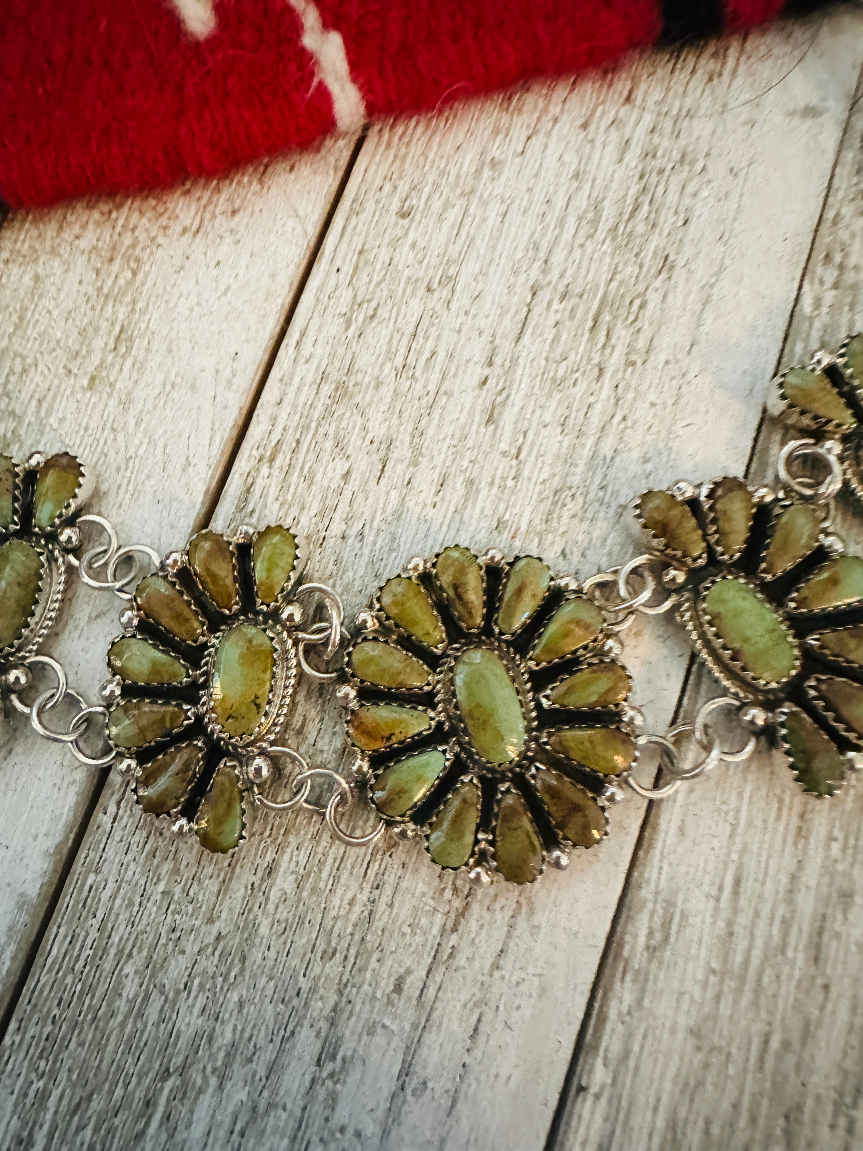 Handcrafted Sterling Silver & Turquoise Cluster Necklace