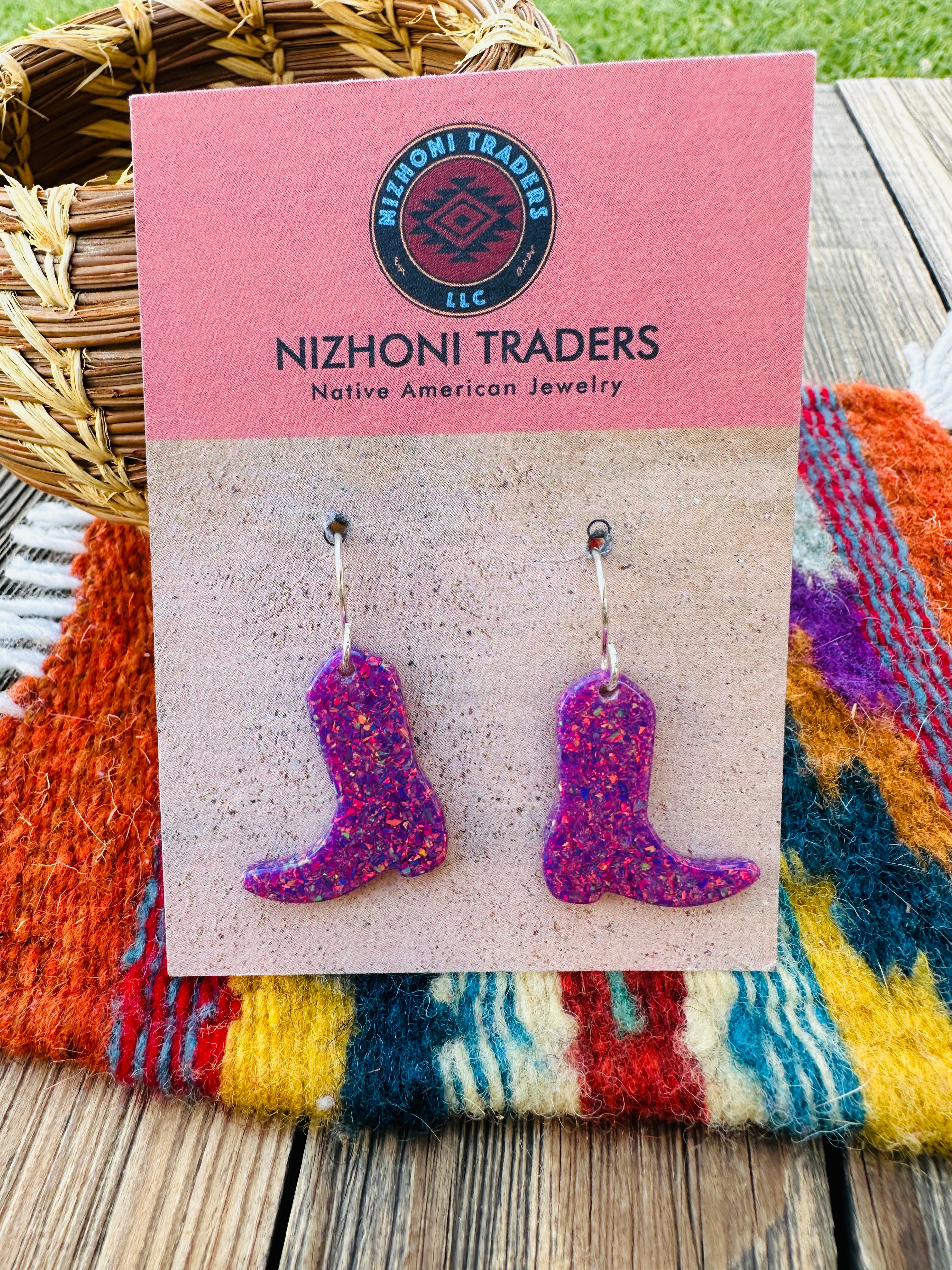 Handcrafted Sterling Silver & Opal Cowboy Boot Dangle Earrings