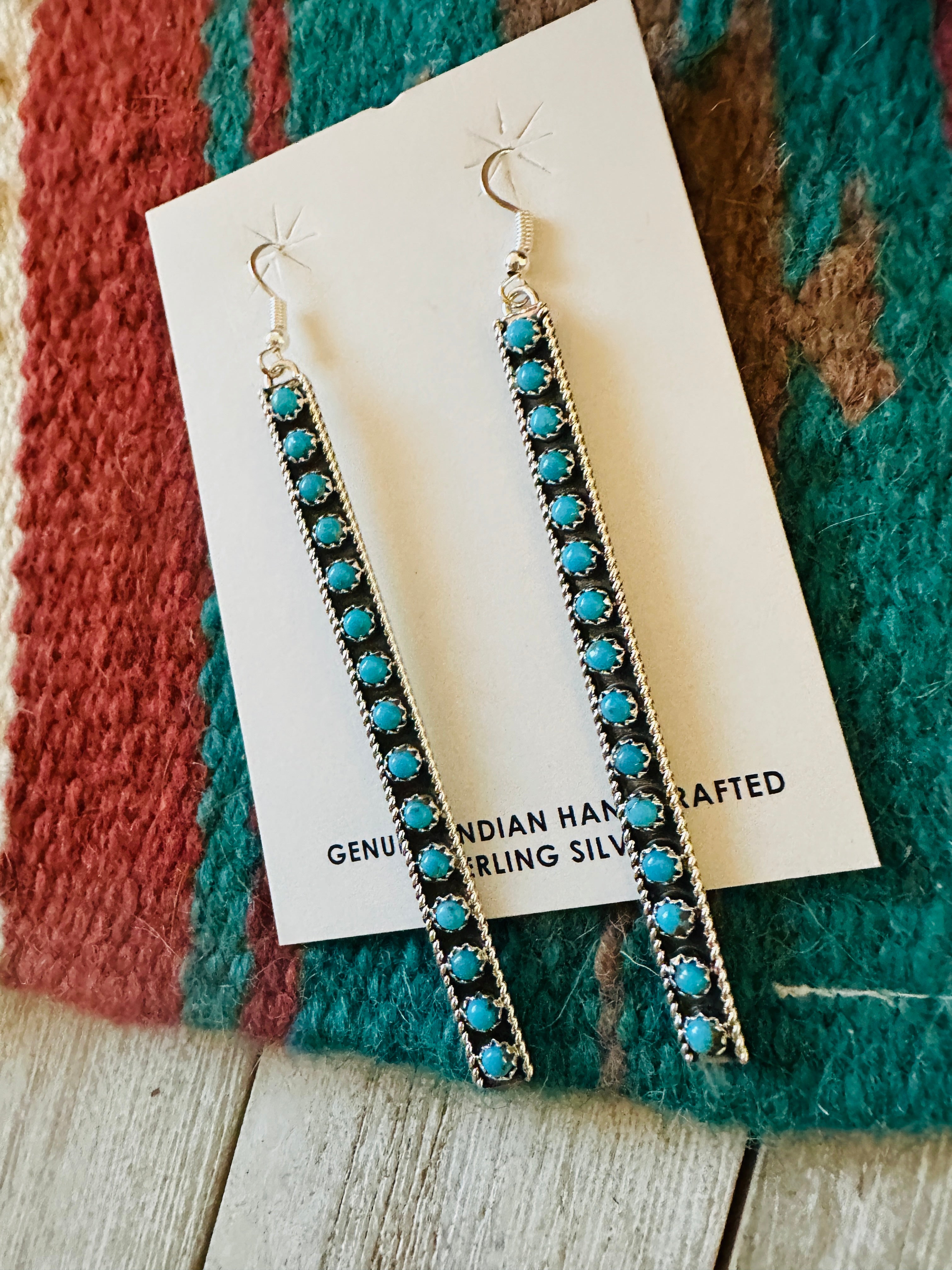 Handcrafted Sterling Silver & Turquoise Snake Eye Dangle Earrings