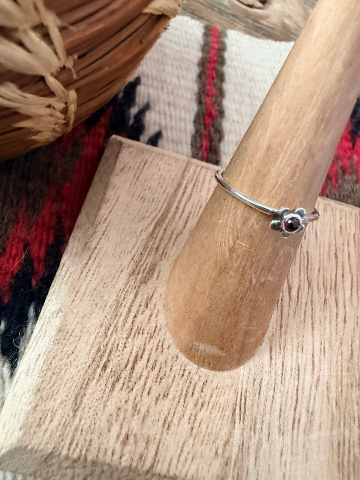 Handmade Sterling Silver & Garnet Adjustable Ring