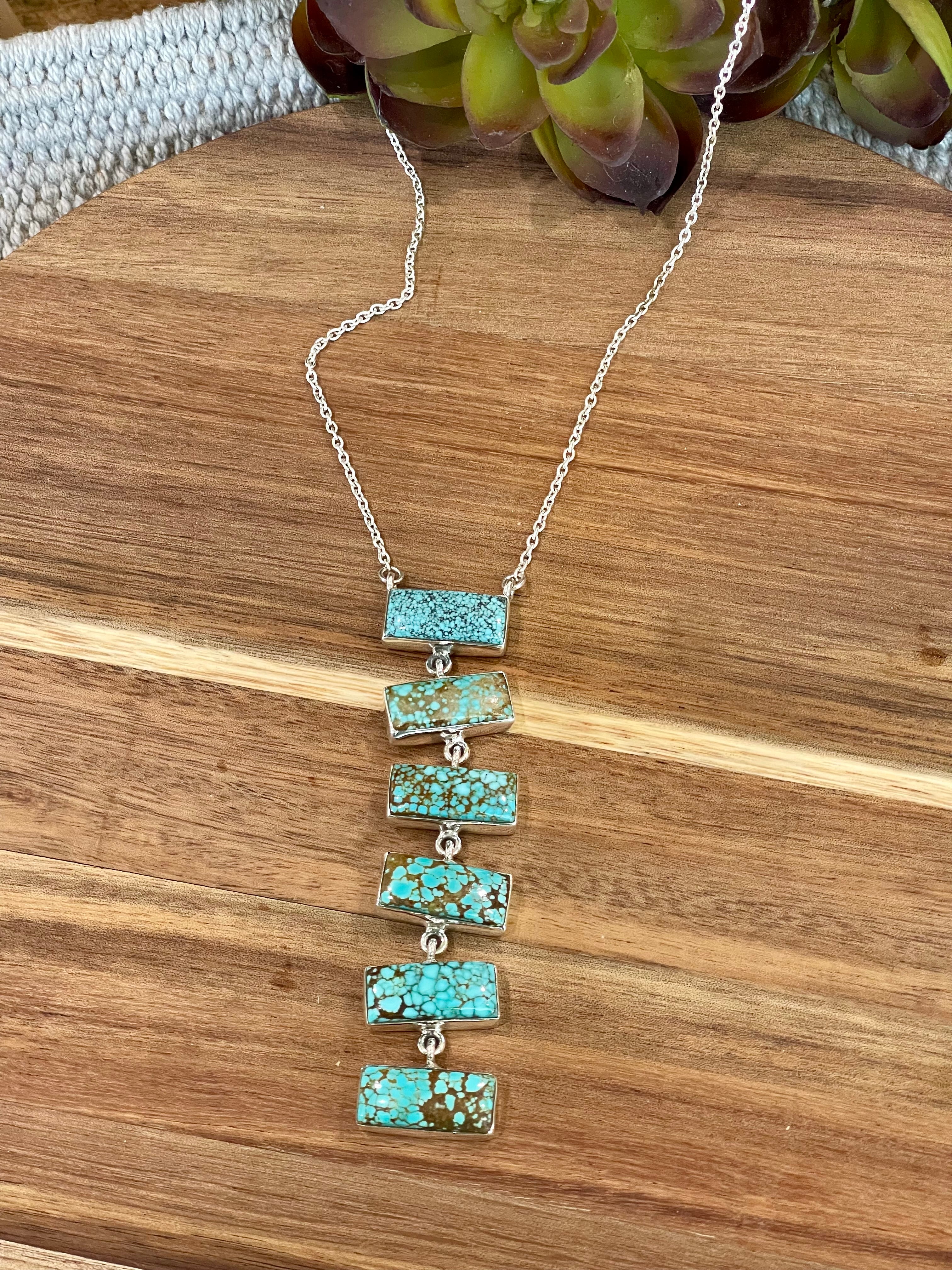 Handmade Sterling Silver, Number 8 Turquoise Drop Necklace