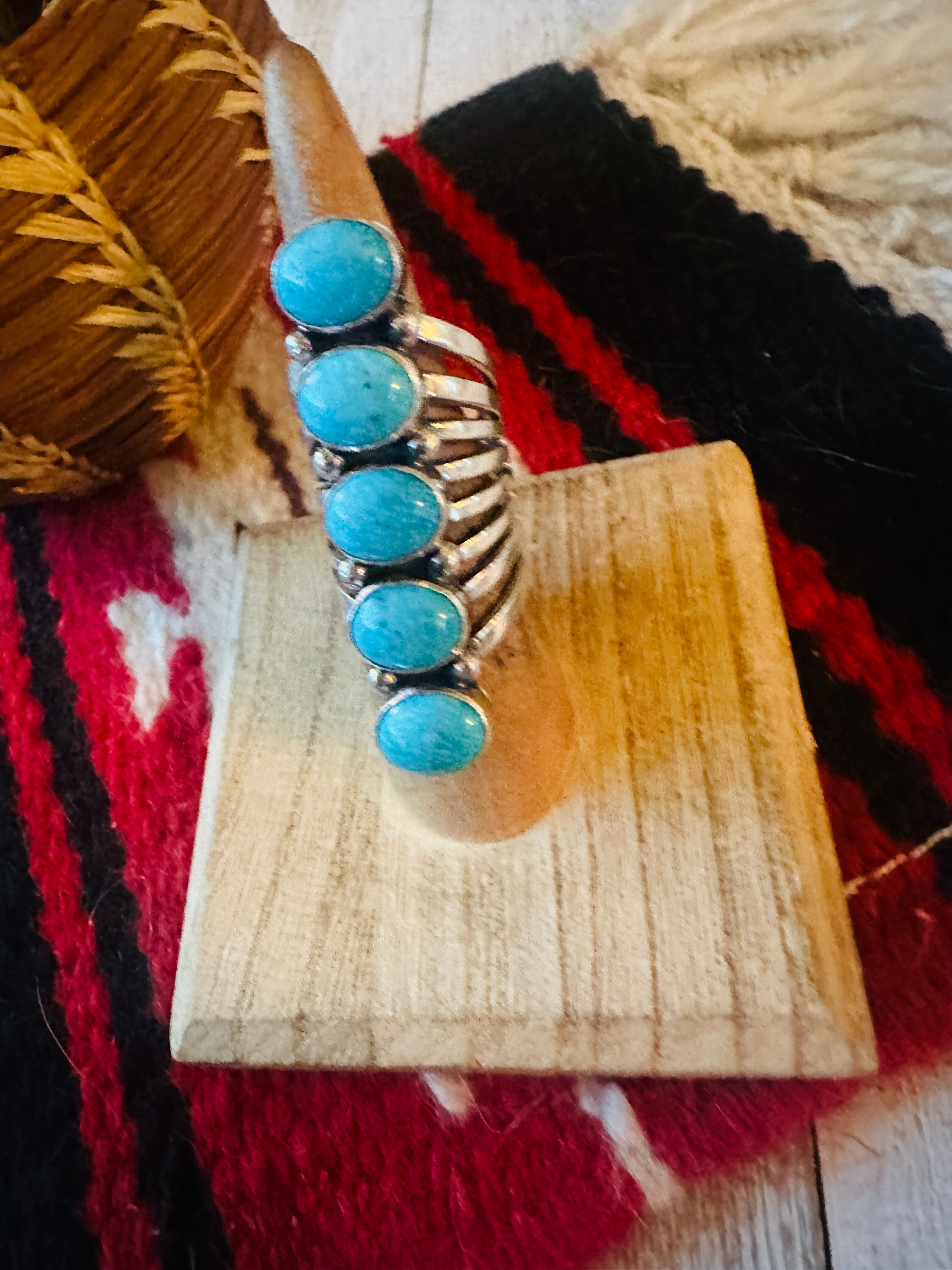 Handcrafted Turquoise & Sterling Silver Climber Ring