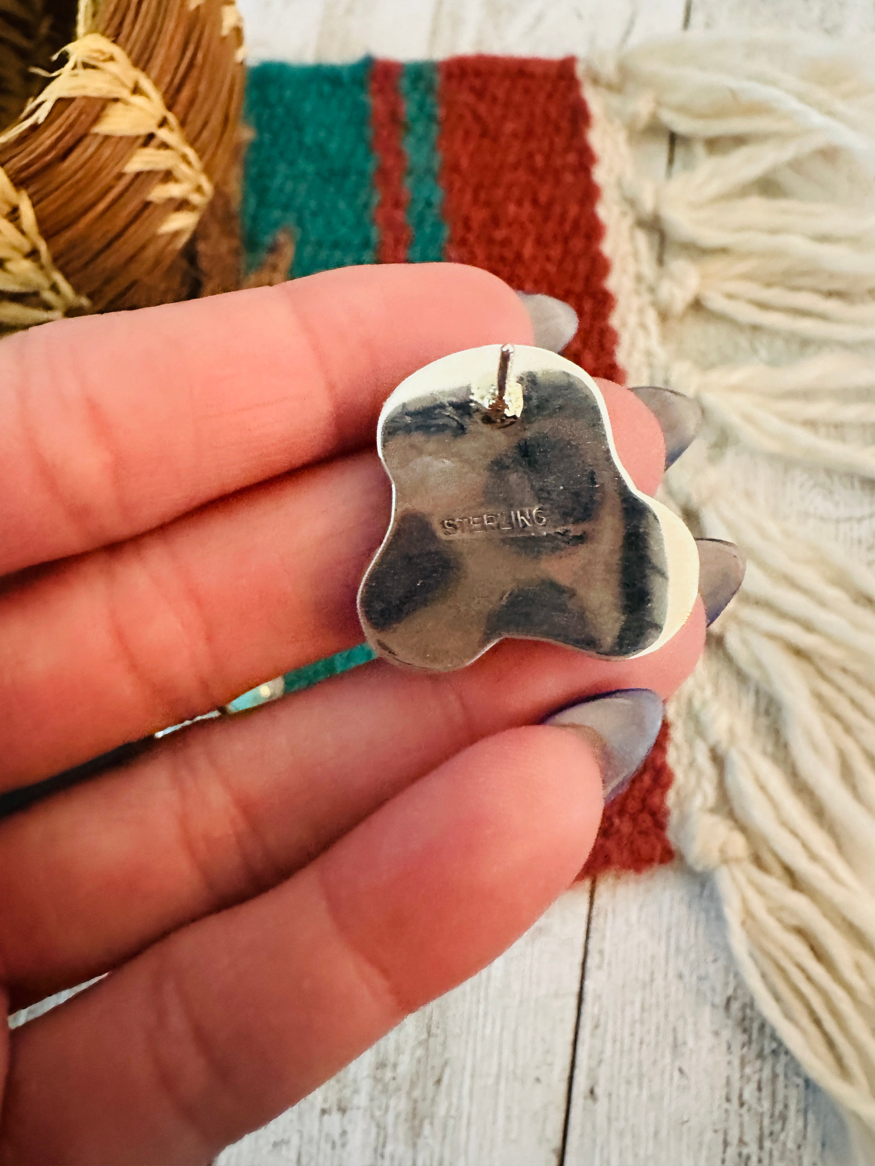Handcrafted Sterling Silver & Turquoise Cluster Post Earrings