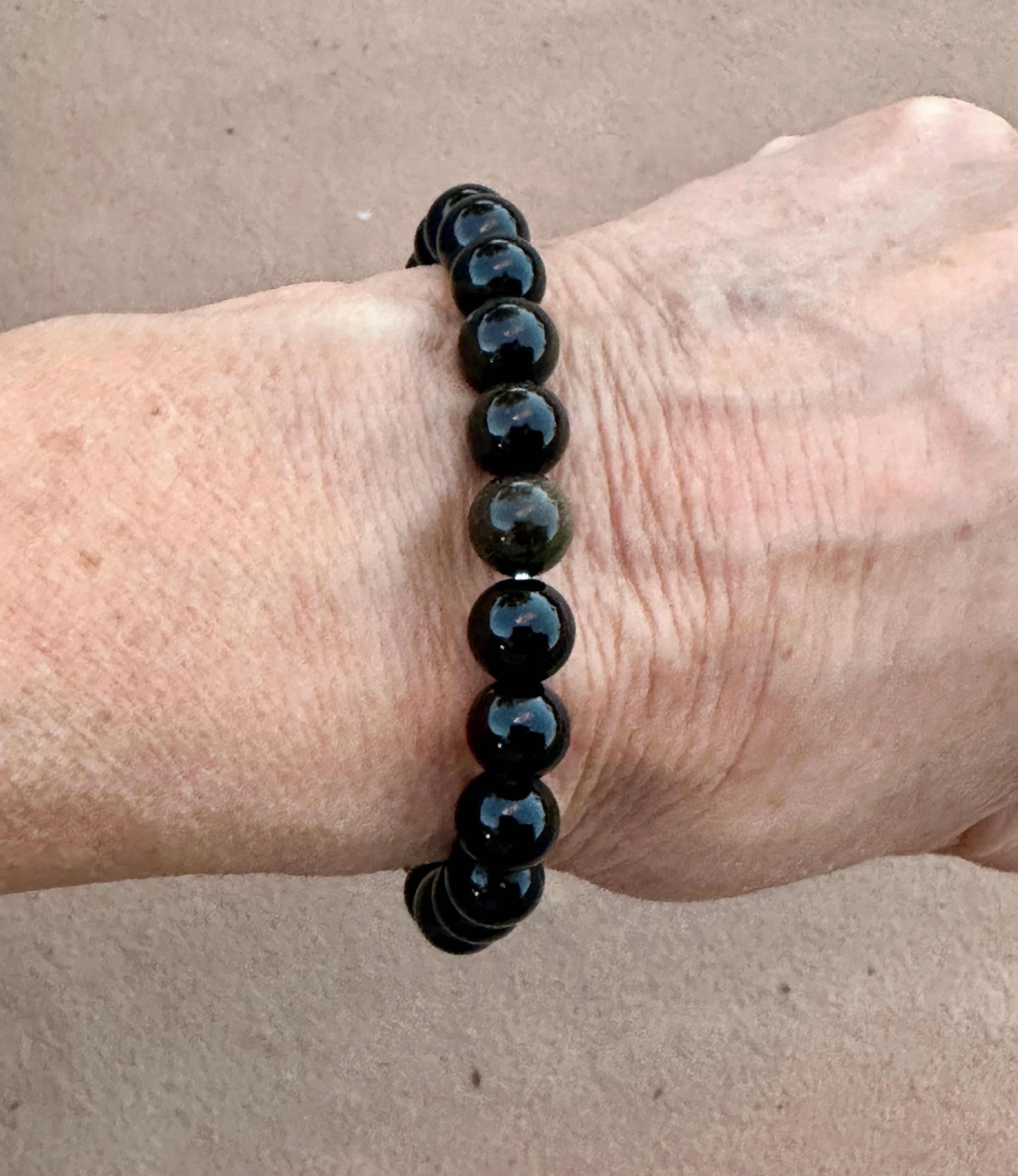 Black Banded Agate 8mm beaded stretch bracelet