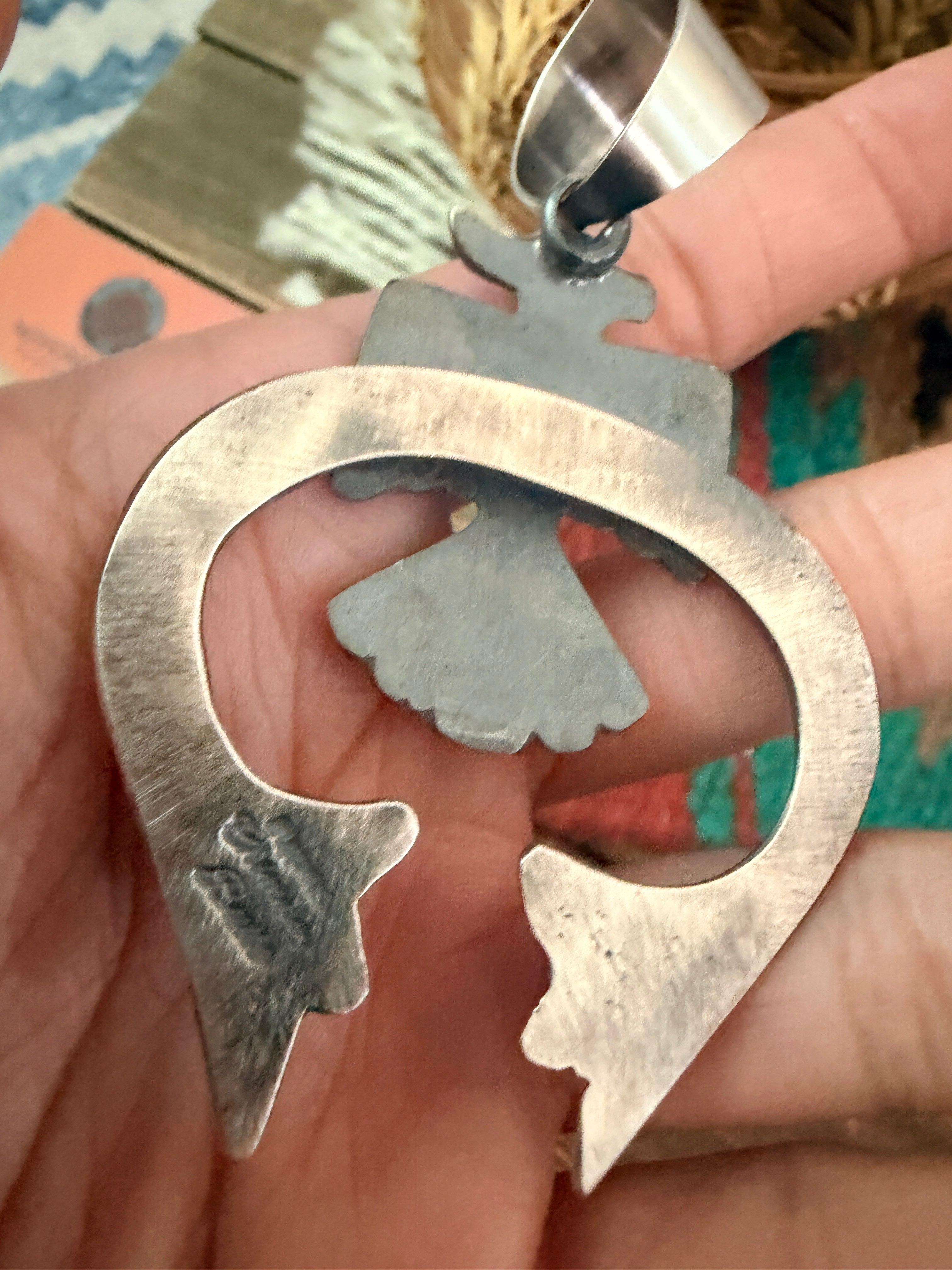 Handcrafted Sterling Silver Thunderbird Naja Pendant by Chimney Butte