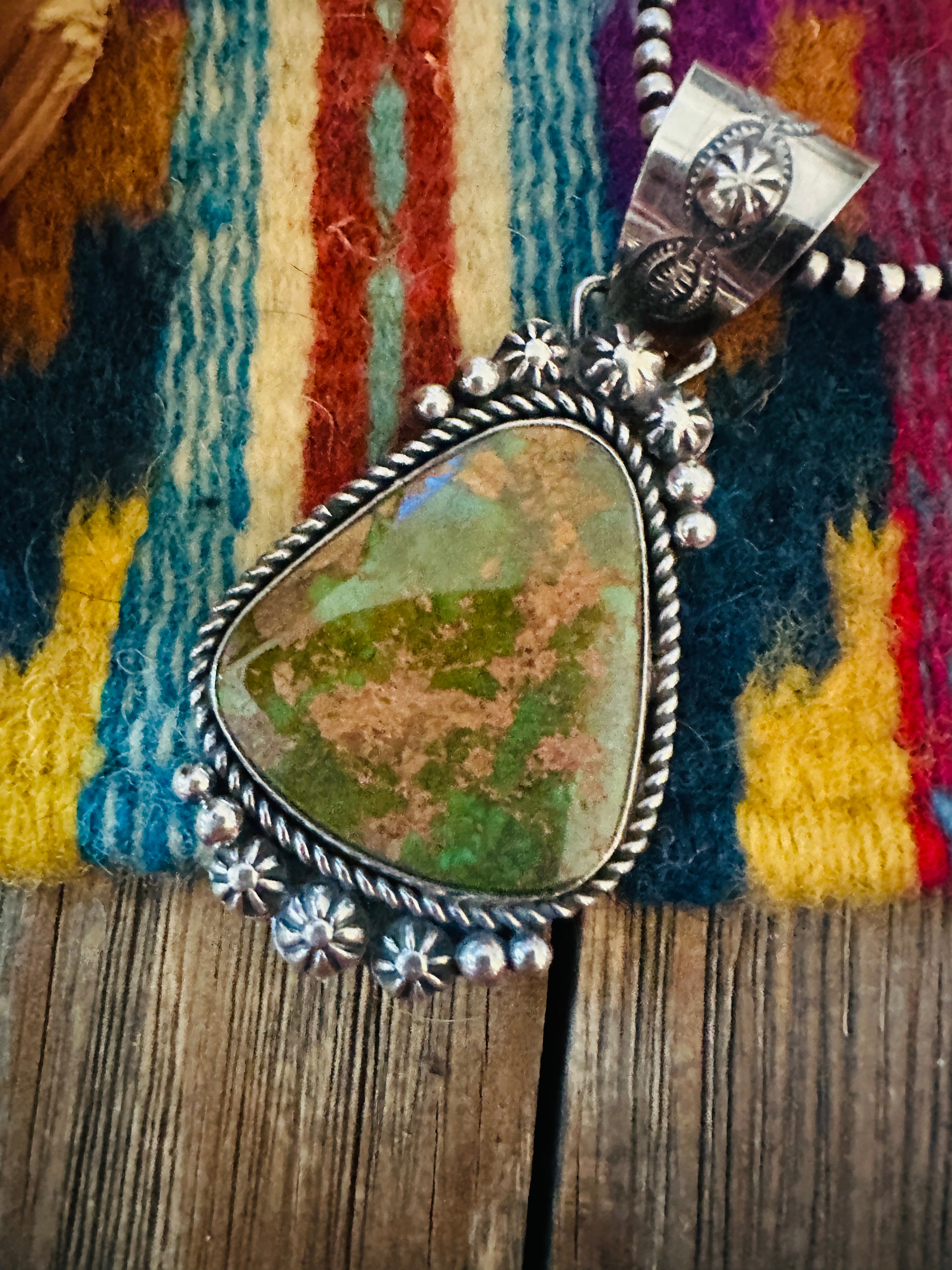 Handcrafted Sterling Silver & Royston Turquoise Pendant by Rosella Paxson