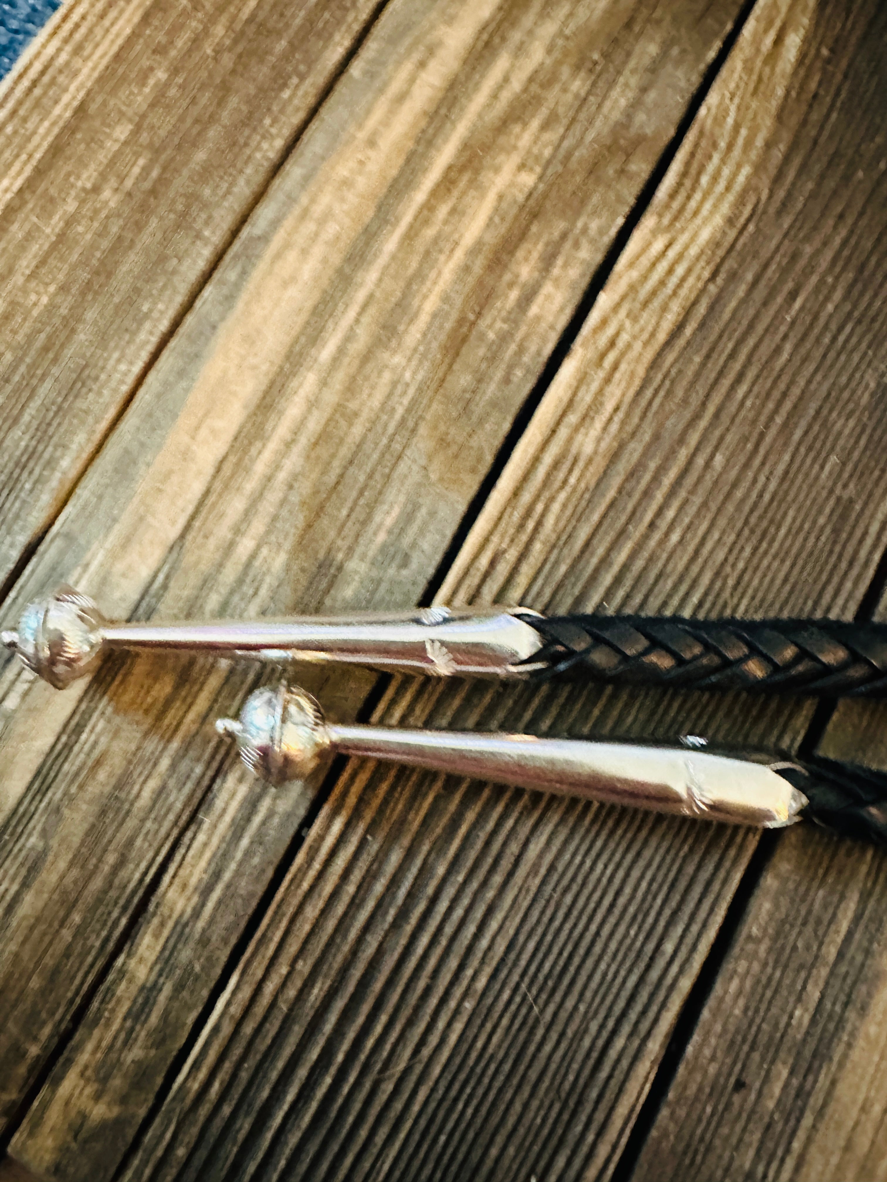 Handcrafted Sterling Silver & Pilot Mountain Turquoise Bolo Tie by Rosella Paxson