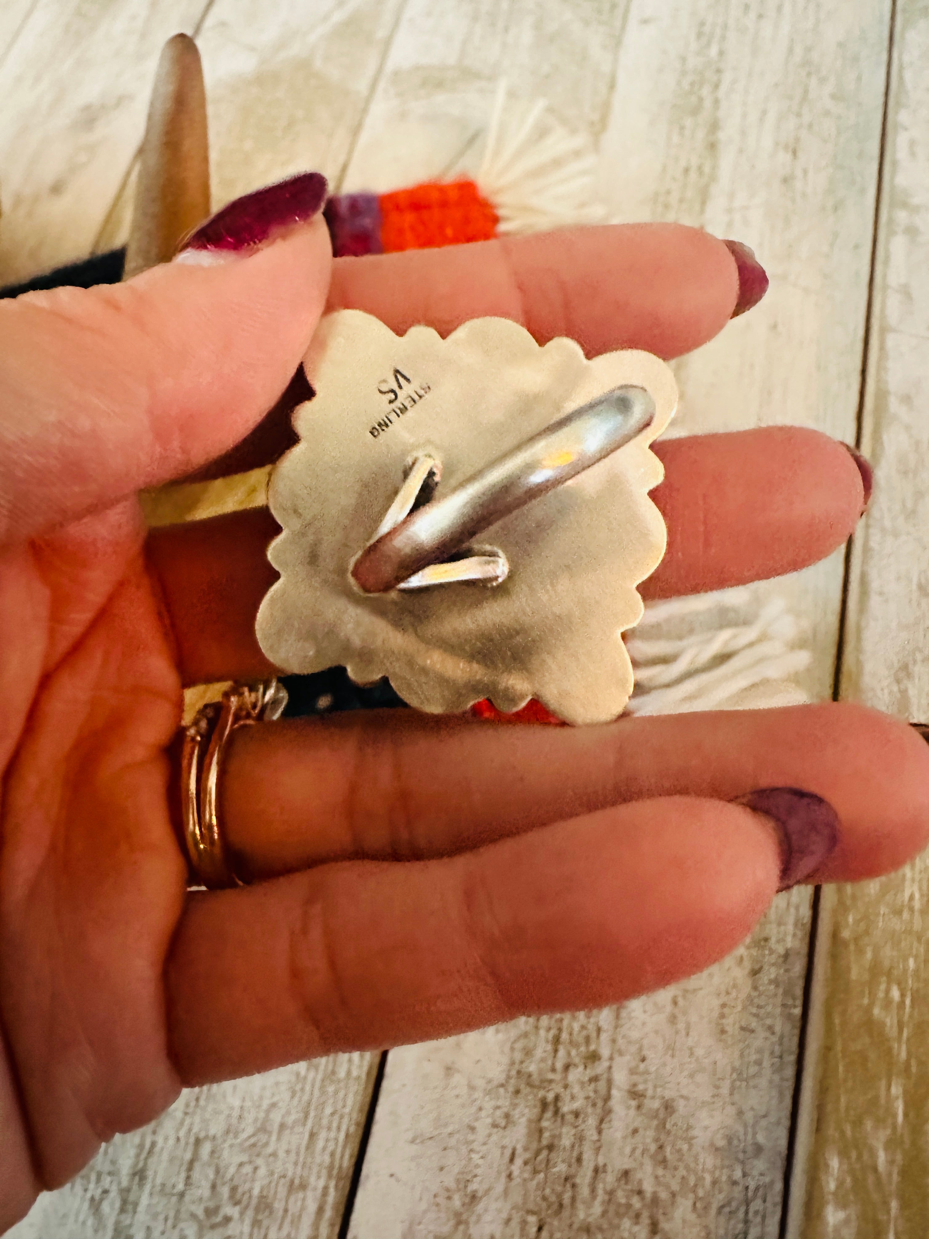 Handcrafted Sterling Silver & Turquoise Cluster Adjustable Ring