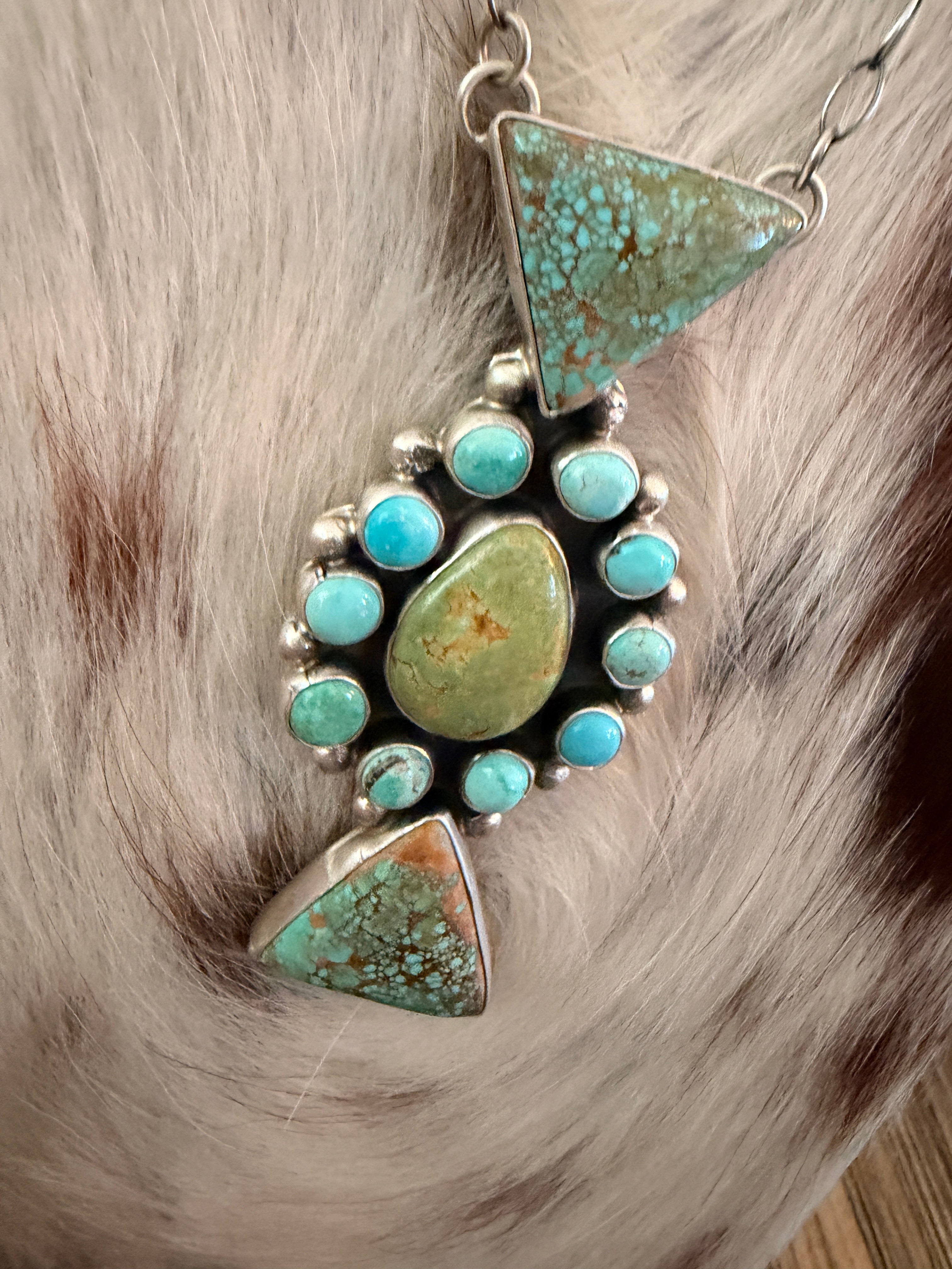 Handcrafted Turquoise & Sterling Silver Necklace by Joelias Draper