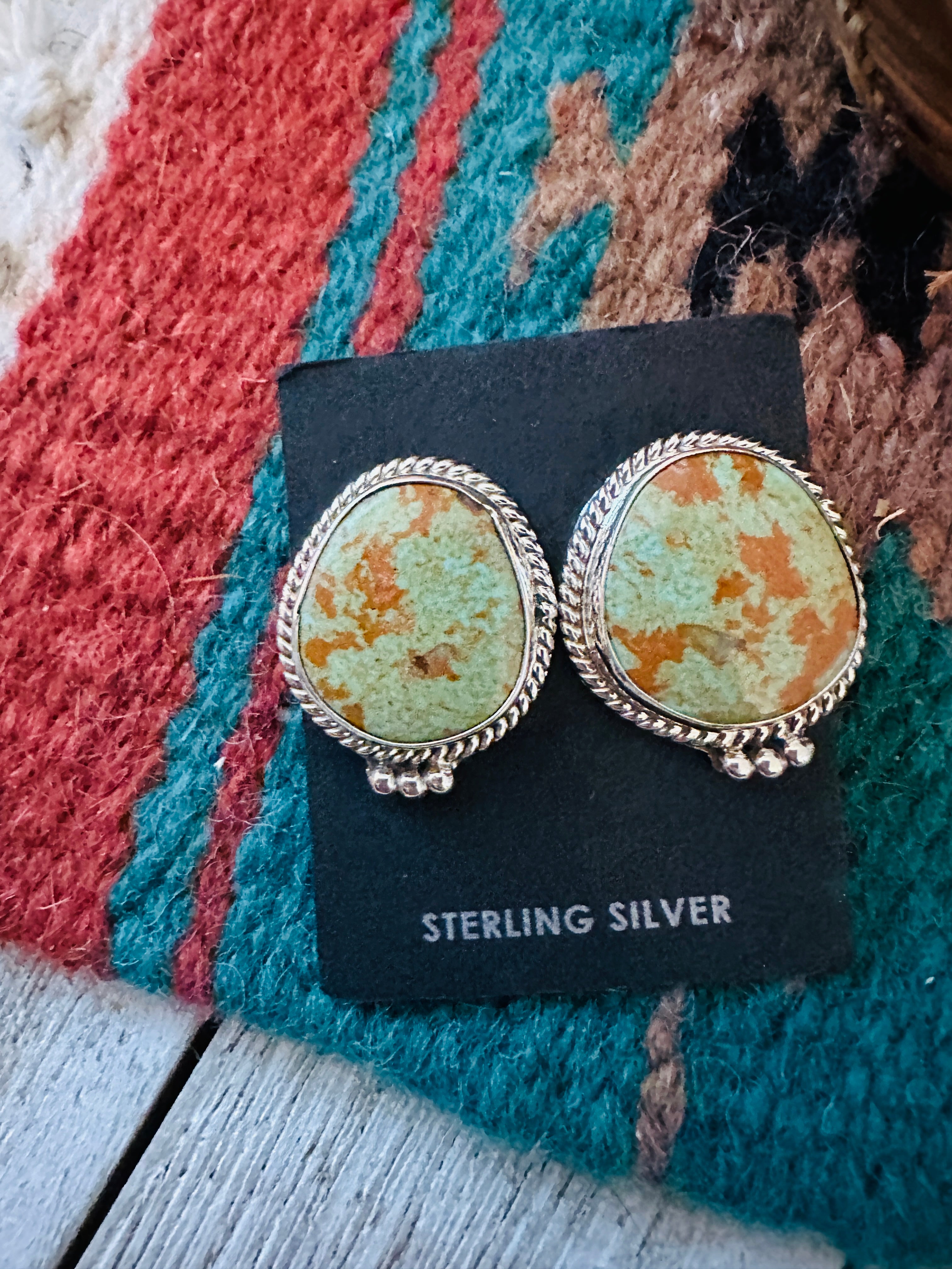 Navajo Turquoise & Sterling Silver Post Earrings