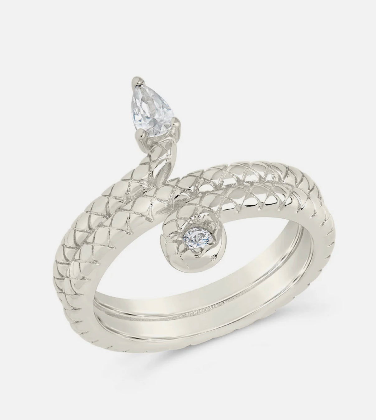Waverly CZ Sterling Silver Snake Ring Sz 7