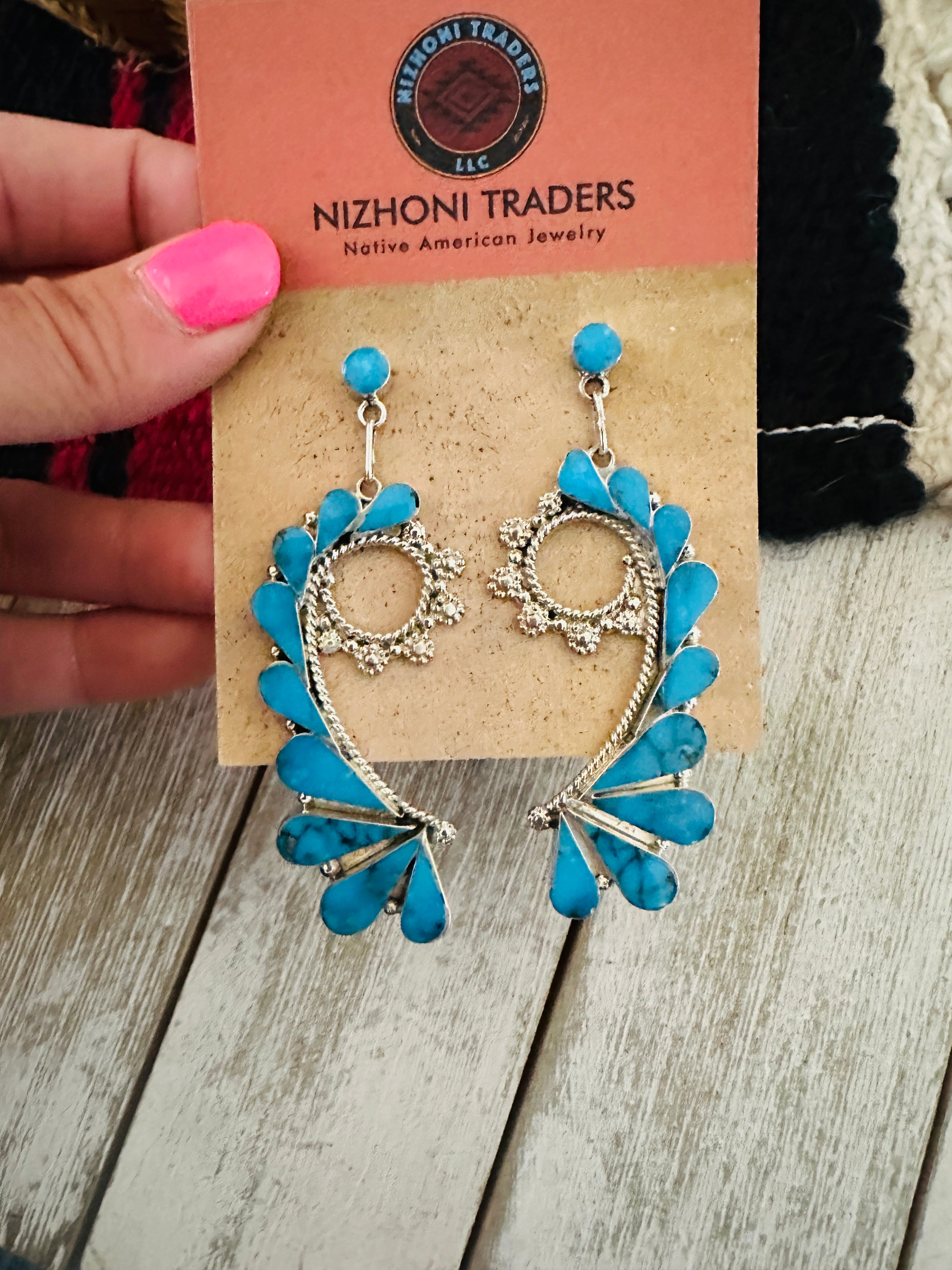 Handcrafted Sterling Silver & Turquoise Dangle Earrings