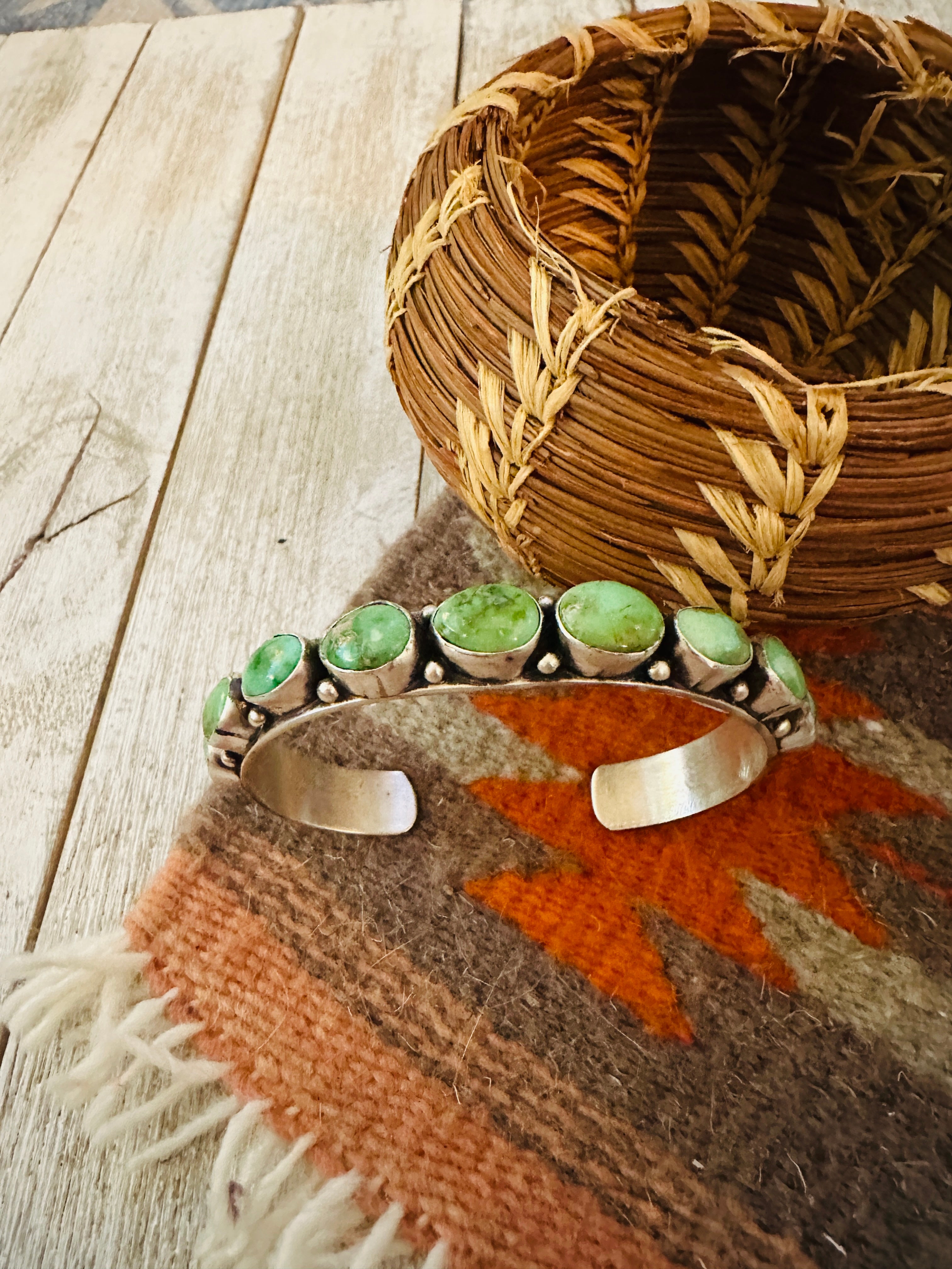 Handcrafted Sonoran Turquoise & Sterling Silver Cuff Bracelet by Bobby Johnson /