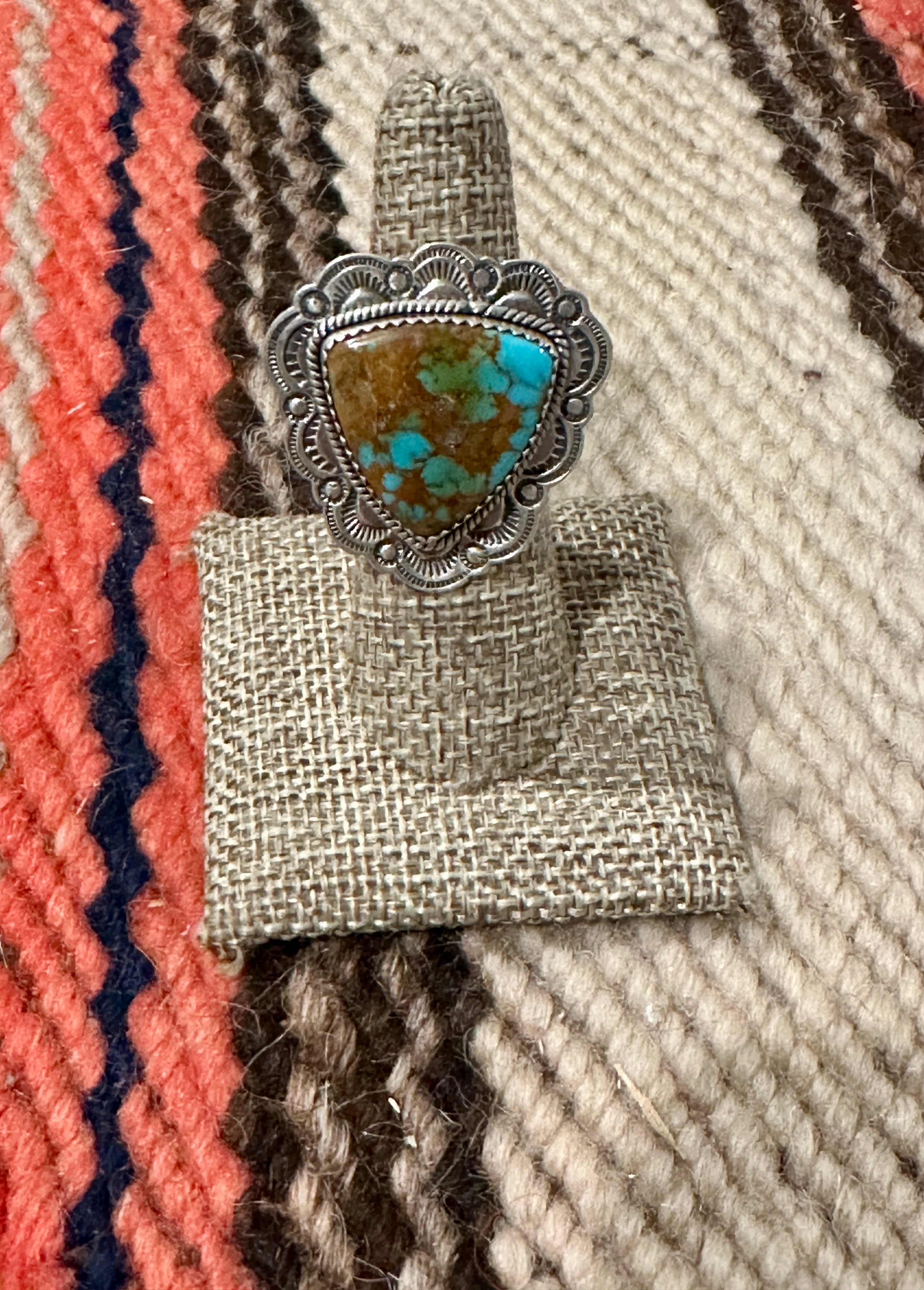 Handmade Sterling Silver Hardy Pit Adjustable Ring with Signed Nizhoni