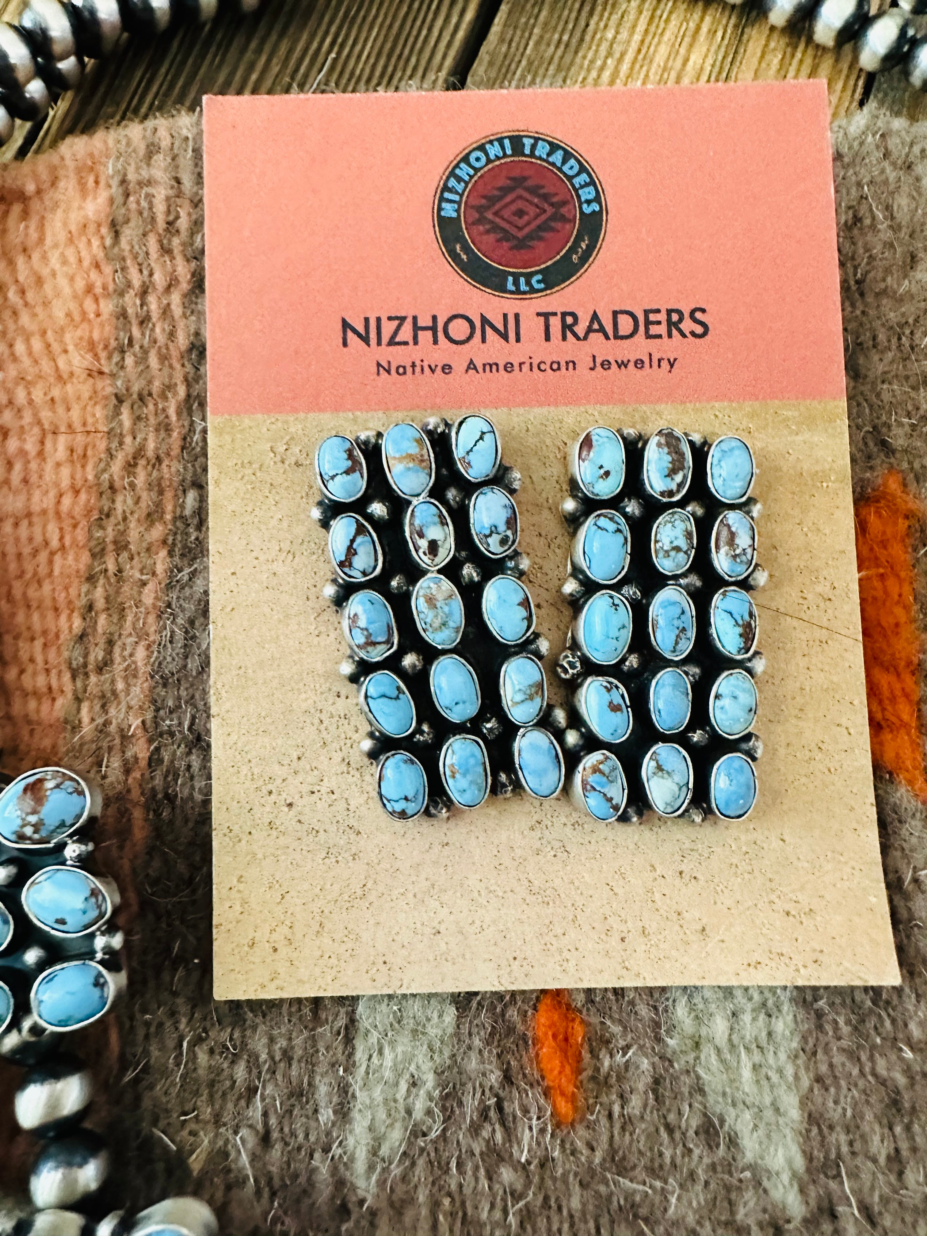 Navajo Golden Hills Turquoise & Sterling Silver Squash Blossom Necklace Set by B. Yellowhorse