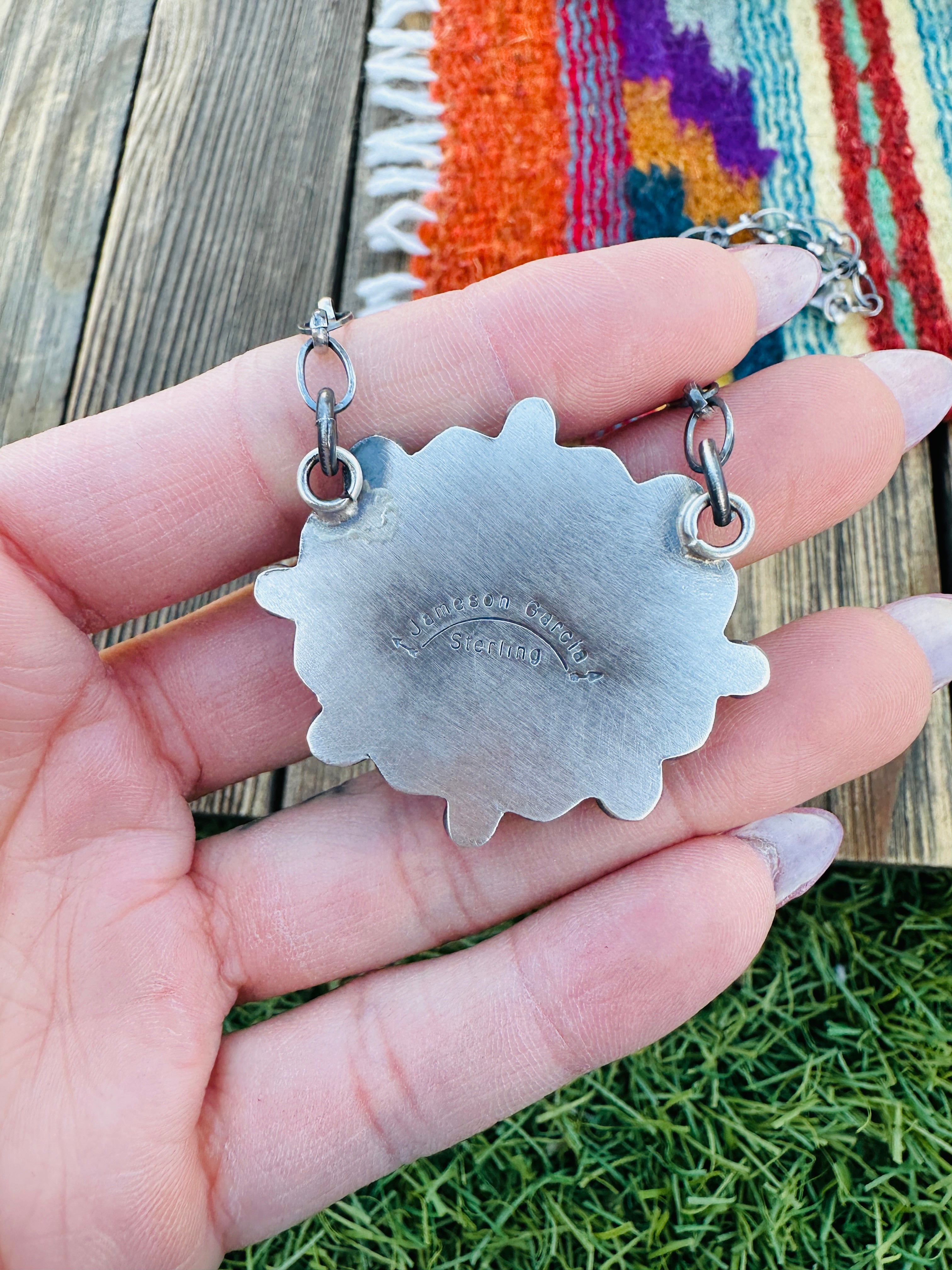 Handcrafted Dry Creek Turquoise & Sterling Silver Necklace by Jameson Garcia