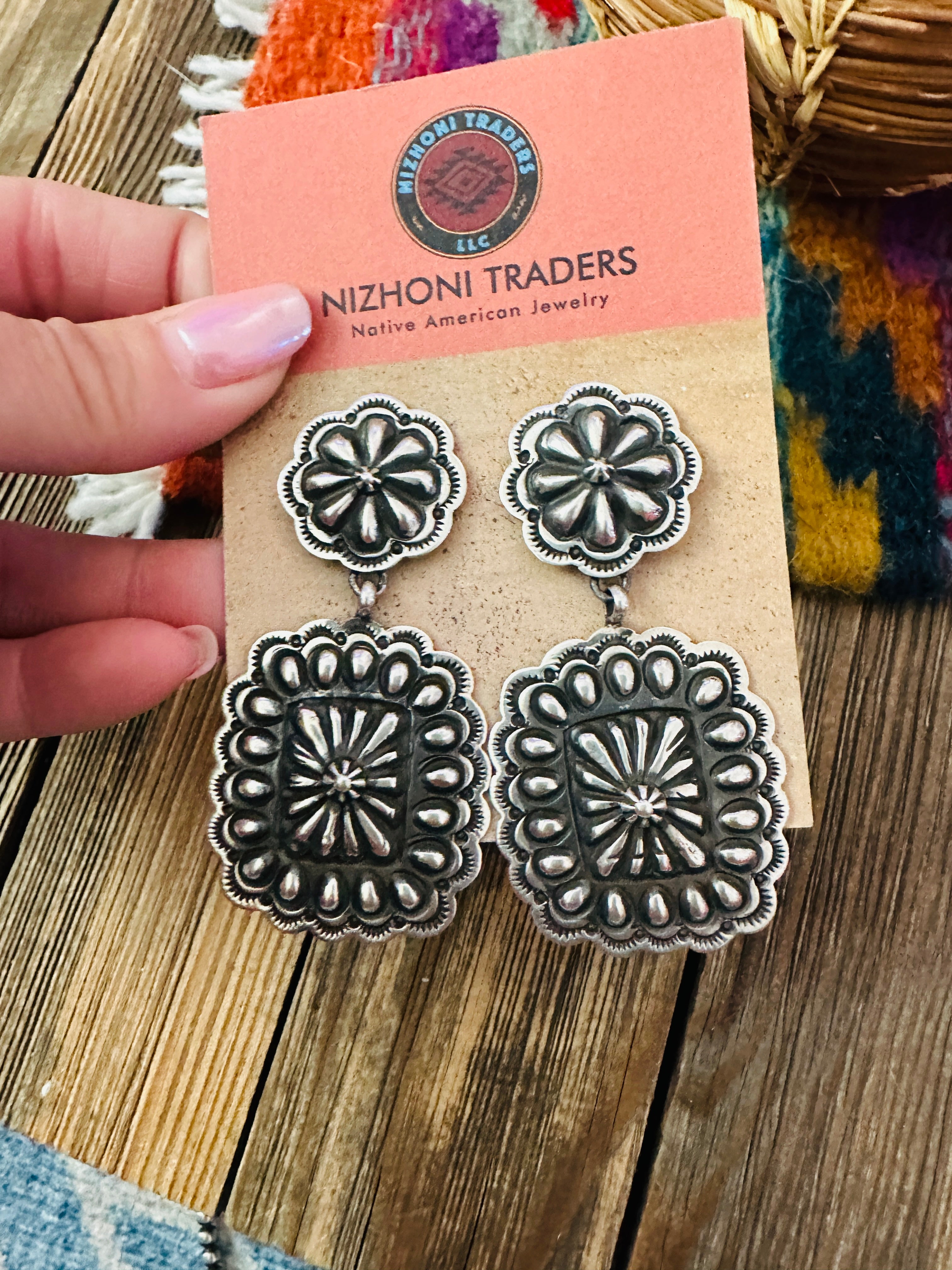 Handcrafted Sterling Silver Concho Dangle Earrings