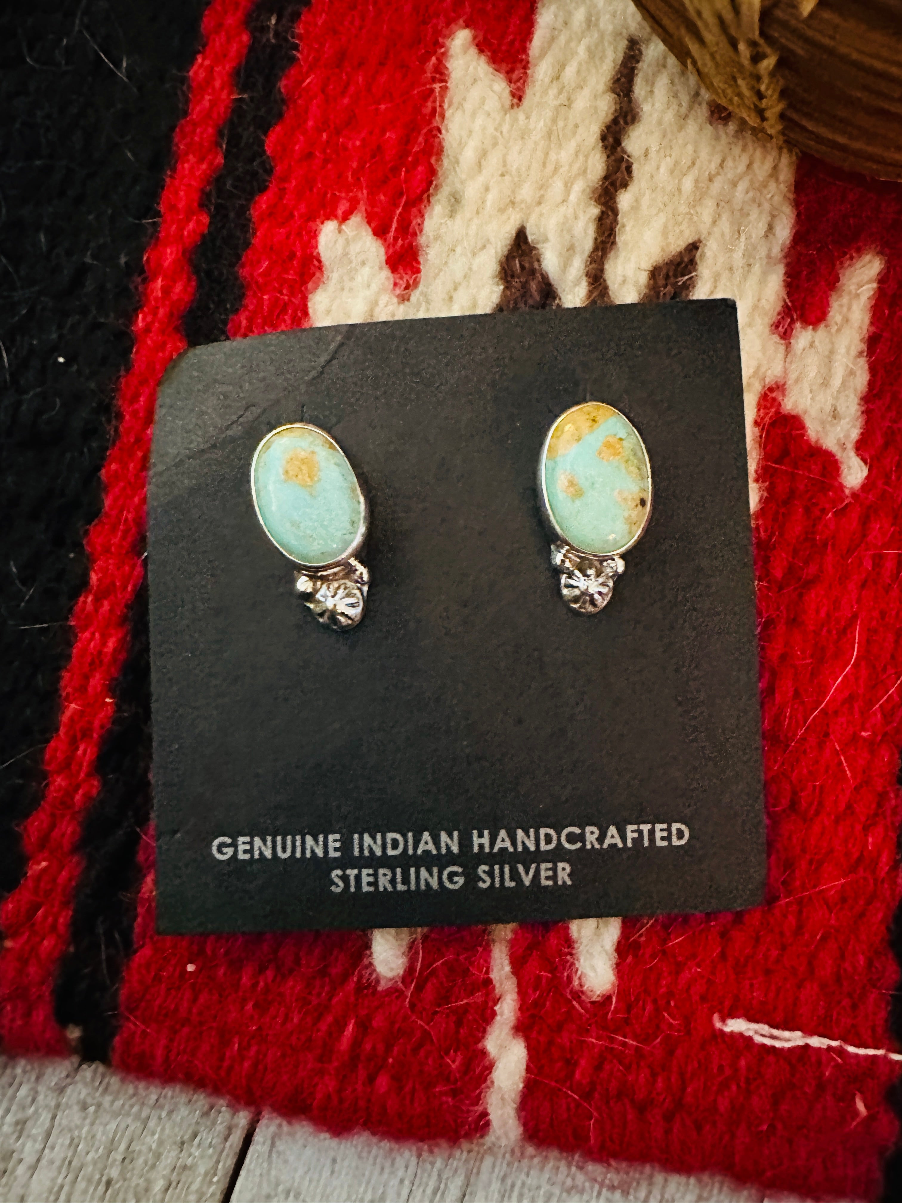 Handcrafted Sterling Silver & Turquoise Stud Post Earrings
