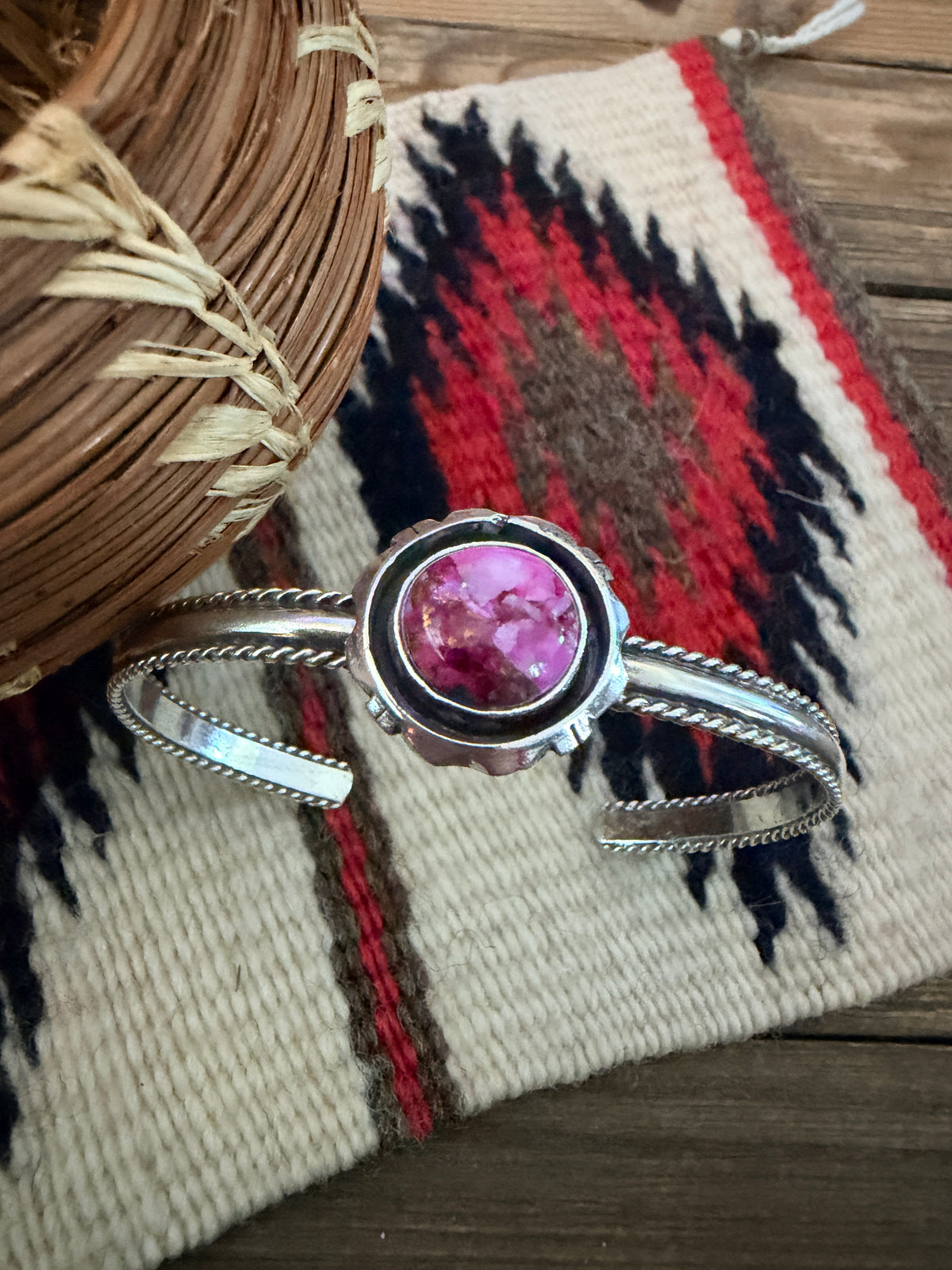 Handcrafted Pink Dream Mojave & Sterling Silver Cuff Bracelet