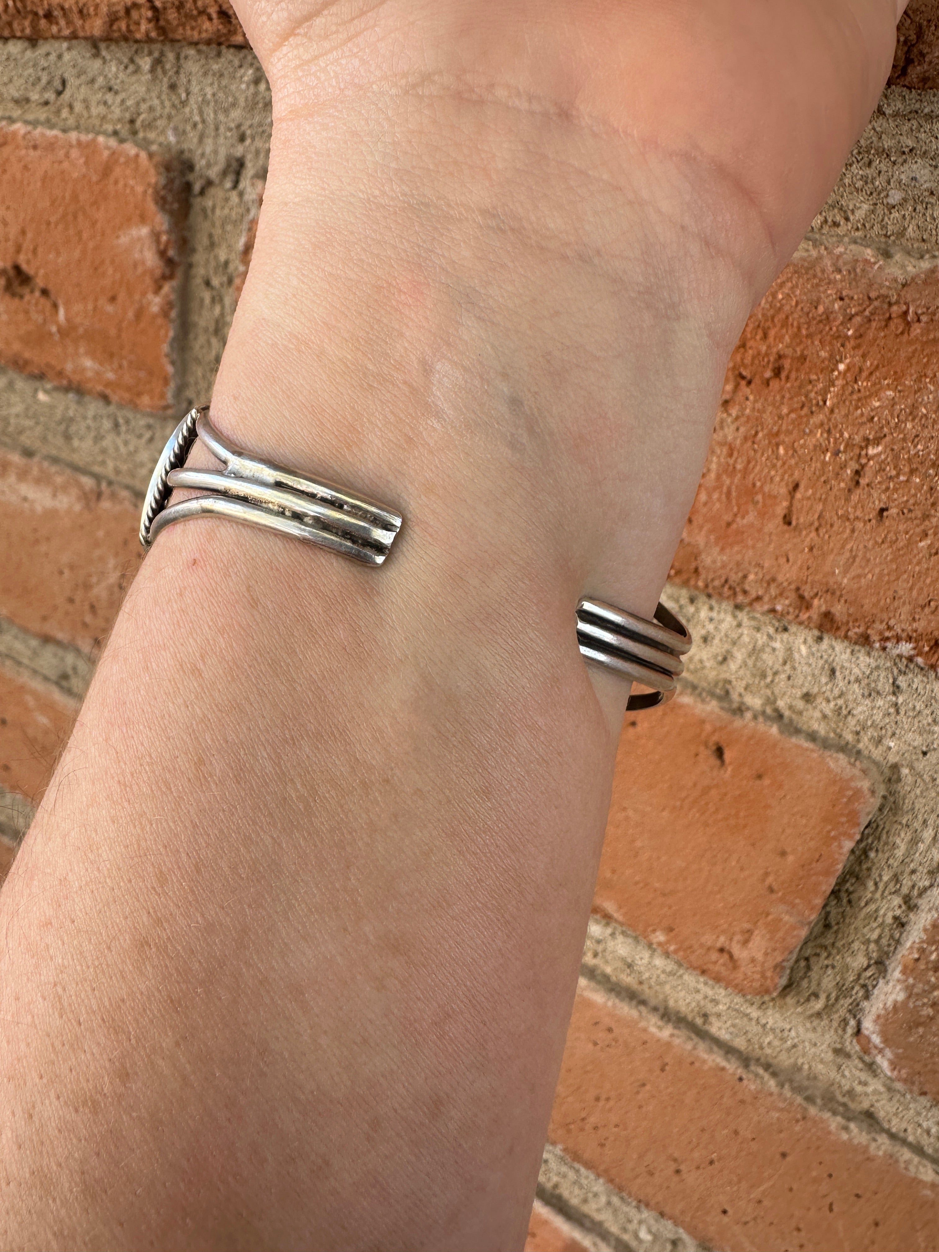 Jacqueline Silver Royston Turquoise & Sterling Cluster Cuff /