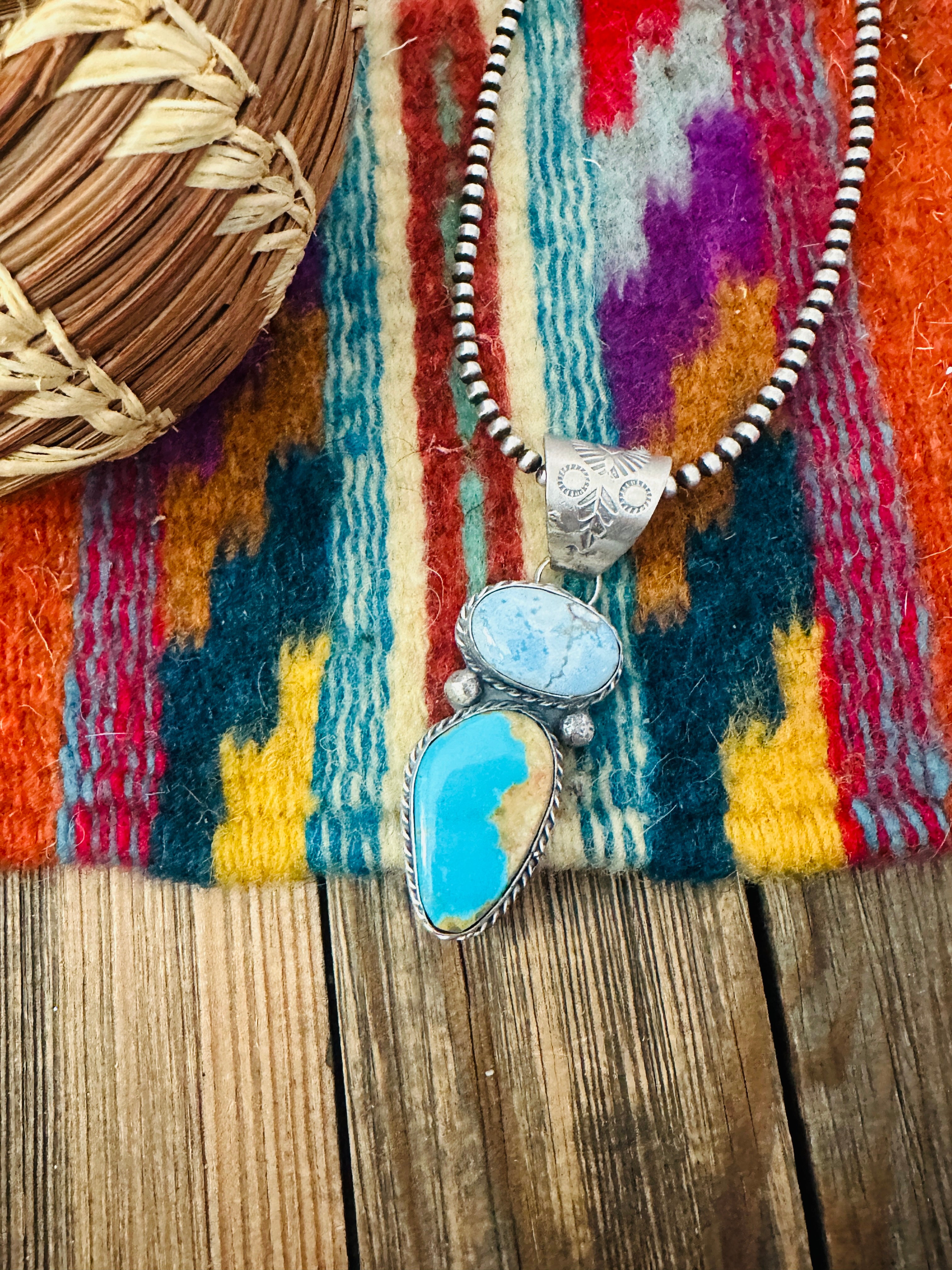 Handcrafted Sterling Silver & Multi Turquoise Pendant