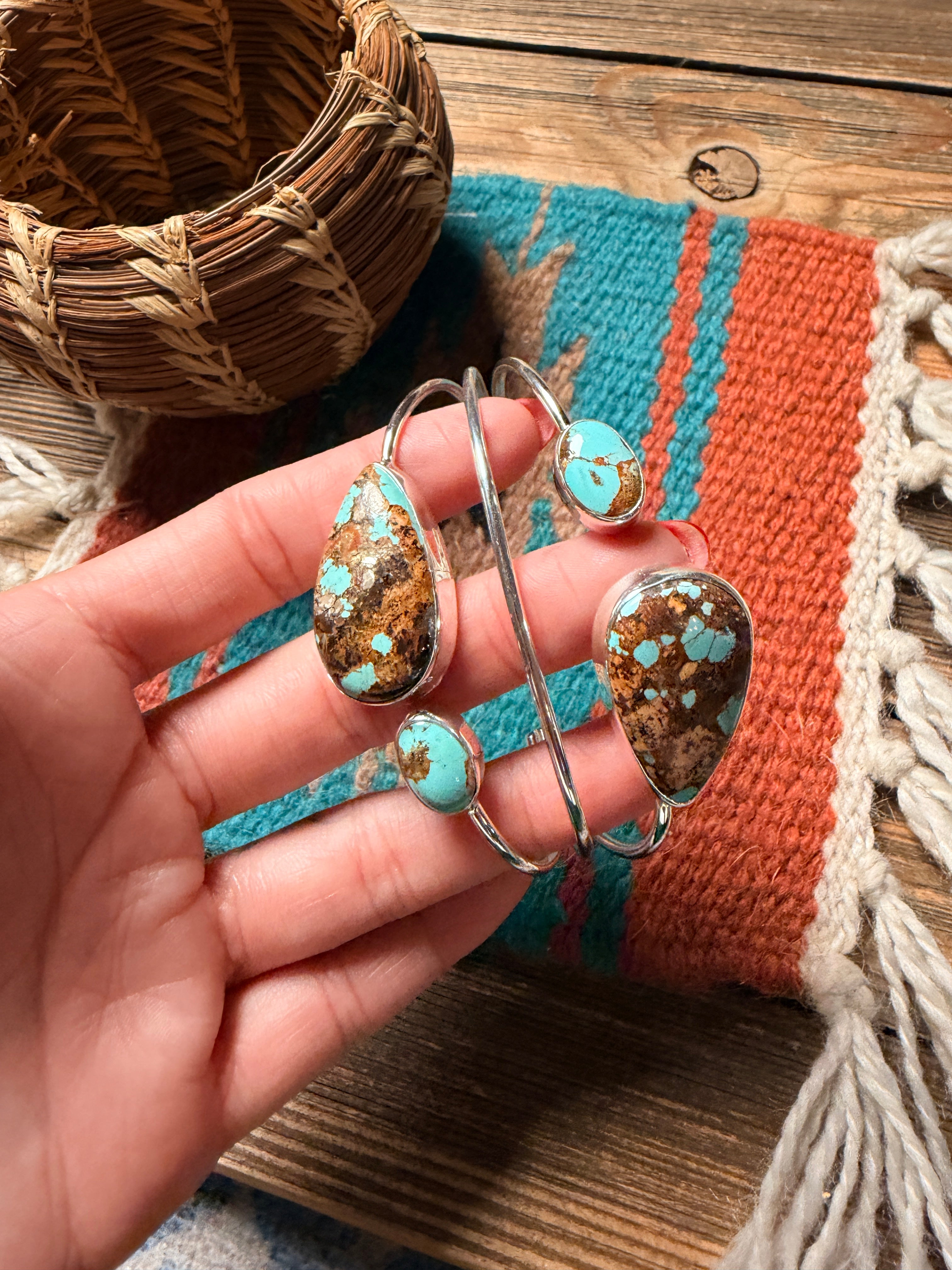 Handcrafted Royston Turquoise & Sterling Silver Cuff Bracelet by Virginia Sandoval